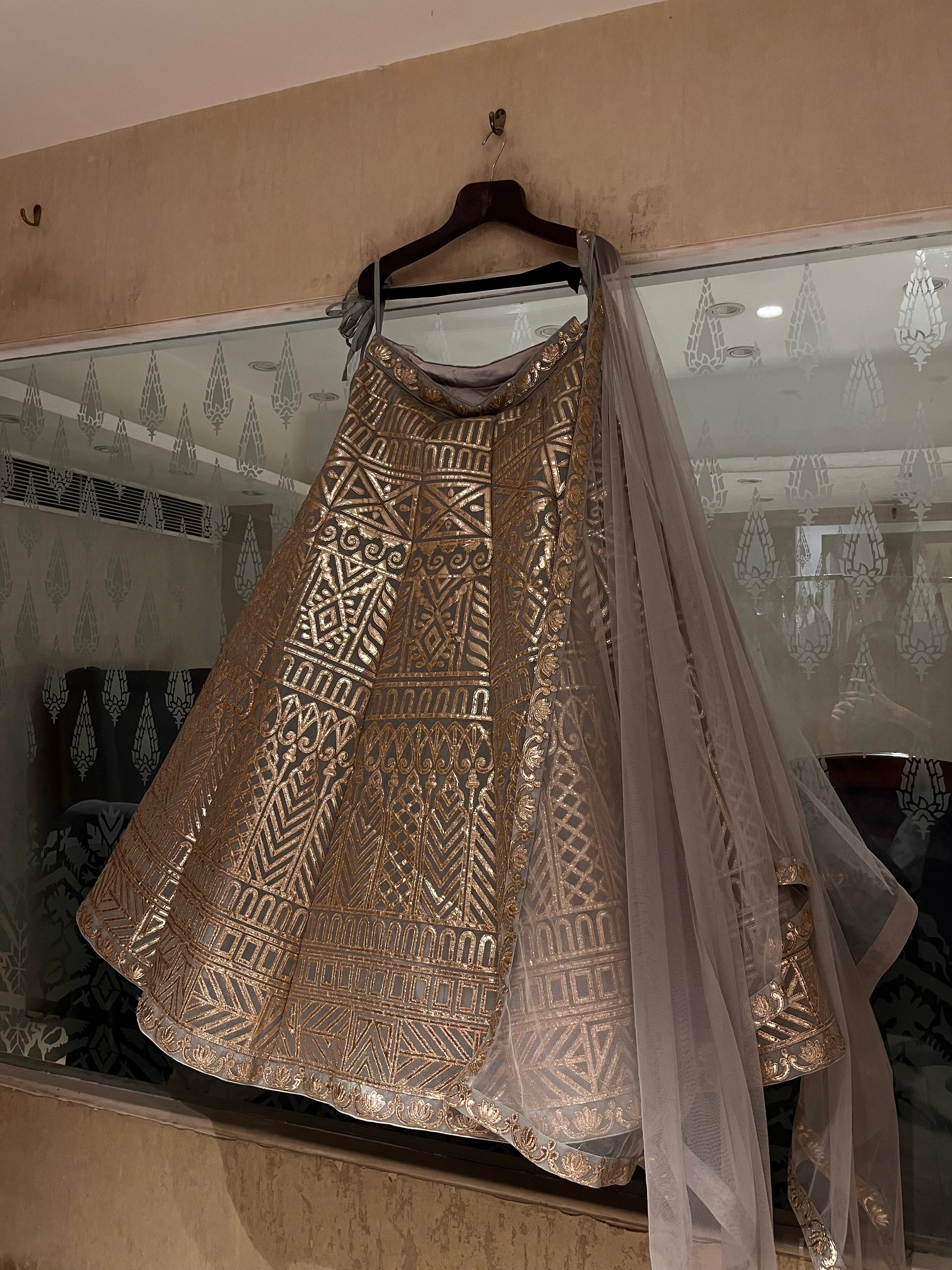 Marble Grey organza lehenga set
