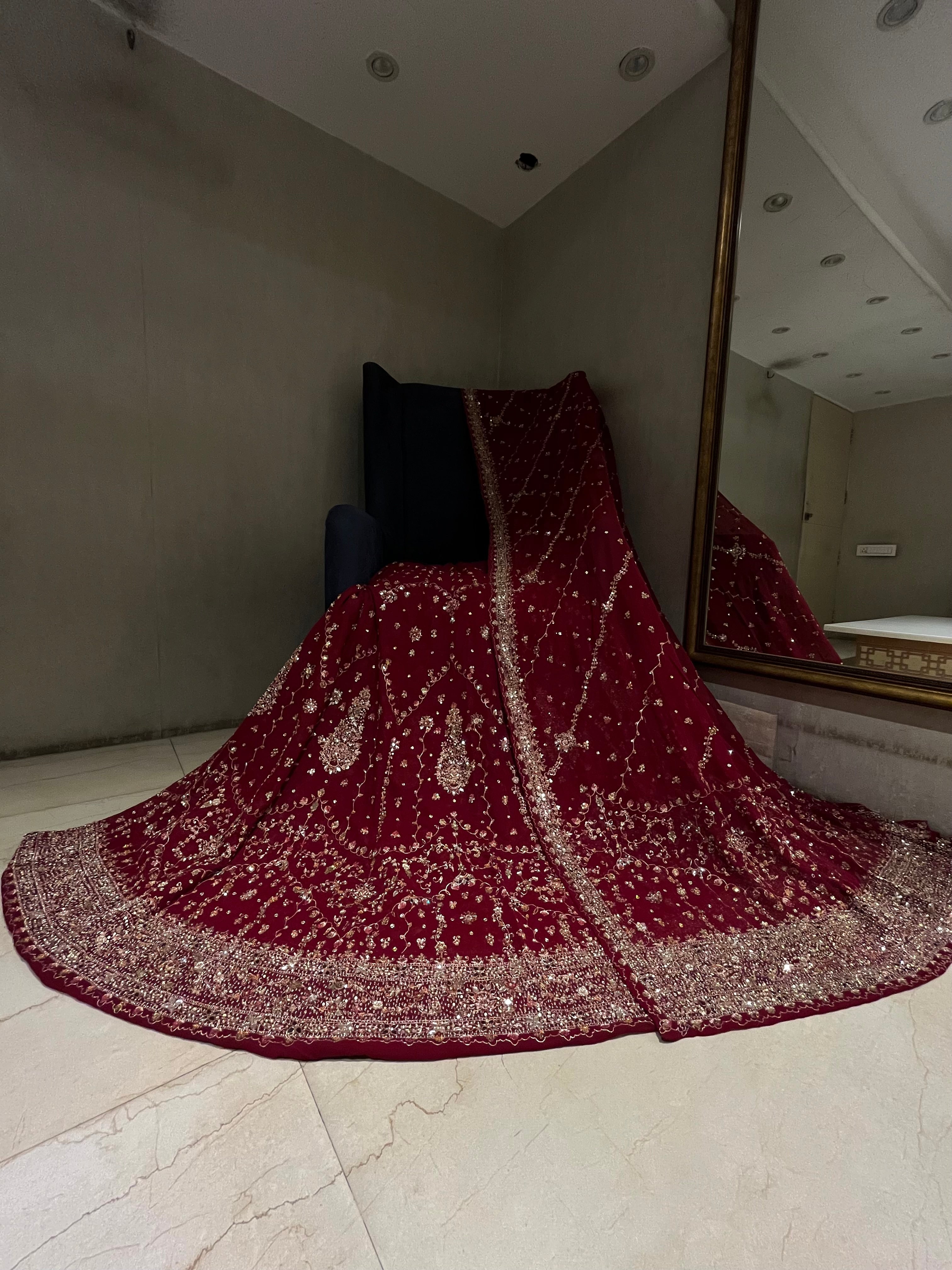 Traditional Deep Red Bridal Lehenga