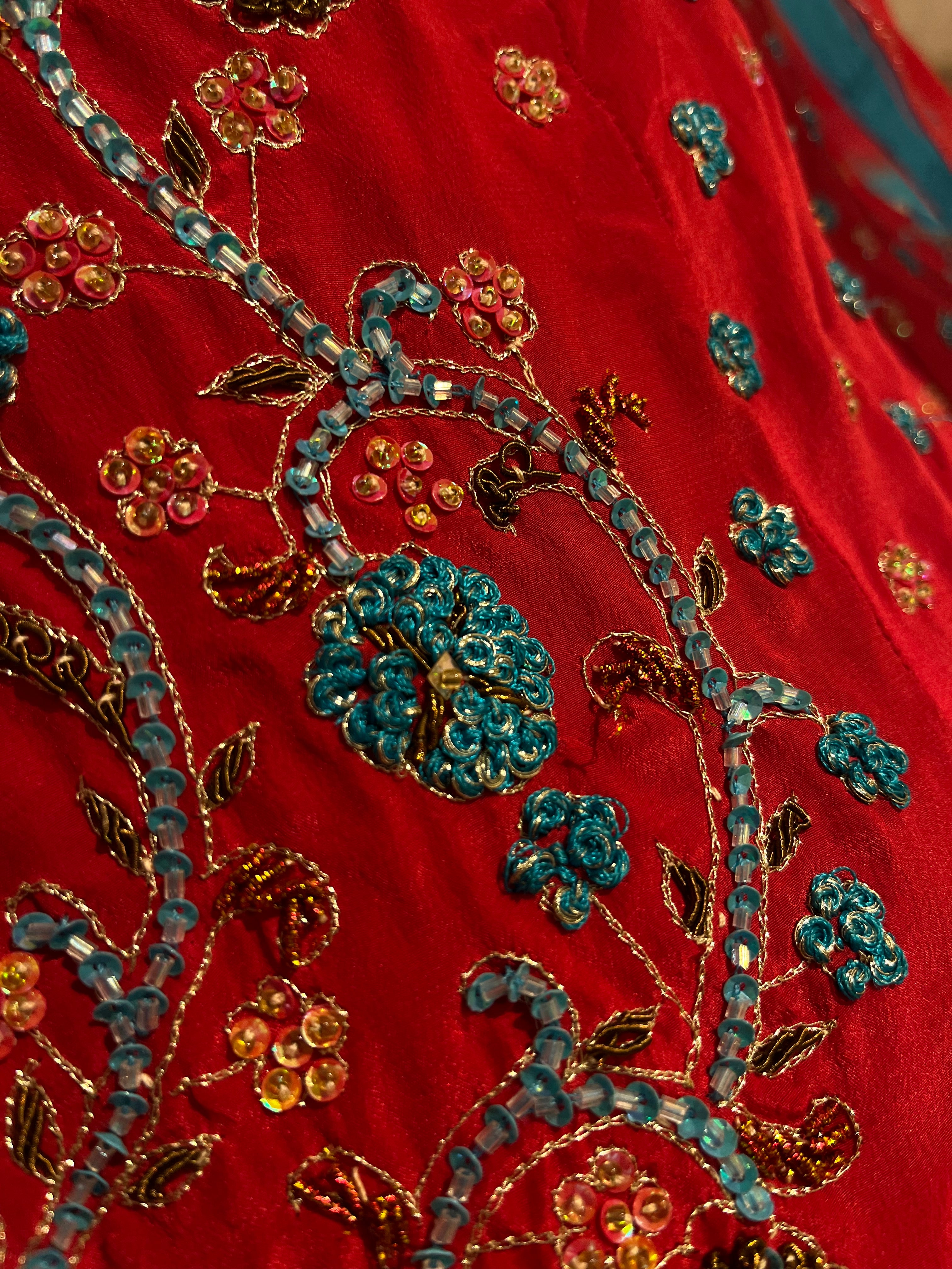 Flora In Red Lehenga Set