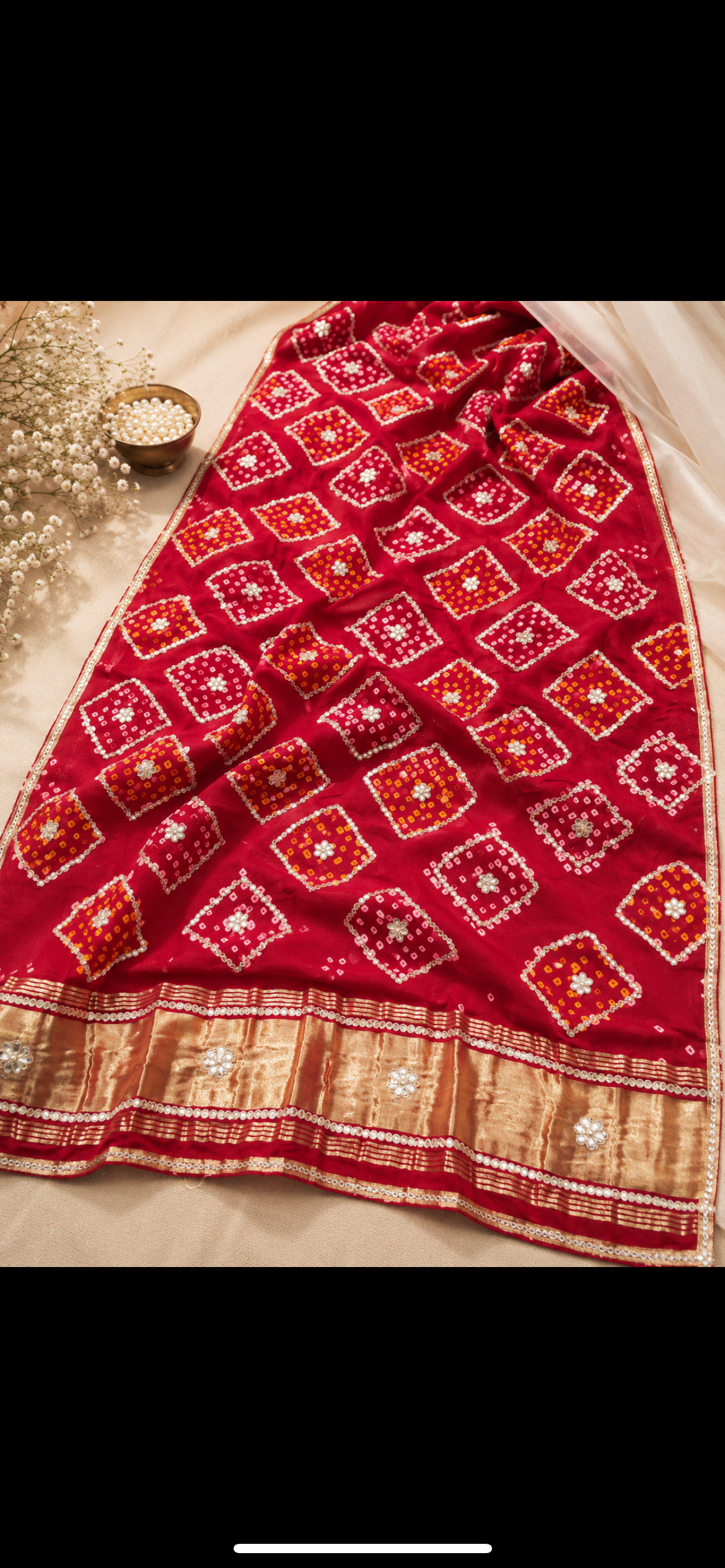 Bhandej gajji silk dupattas with handwork