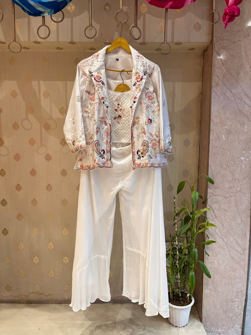 3 peice embroidered indo-western set
