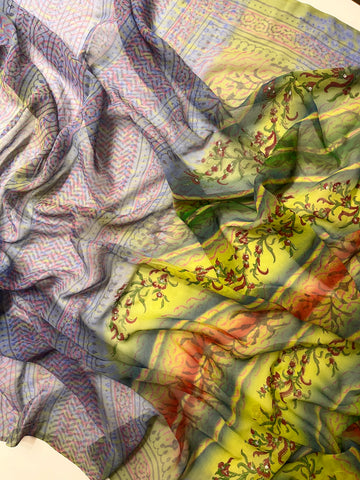 Multicoloured Printed chiffon saree