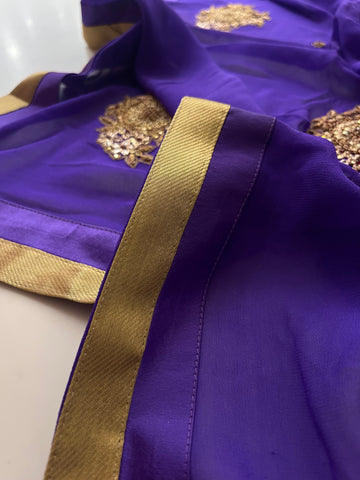 Royal Violet Pure georgette saree