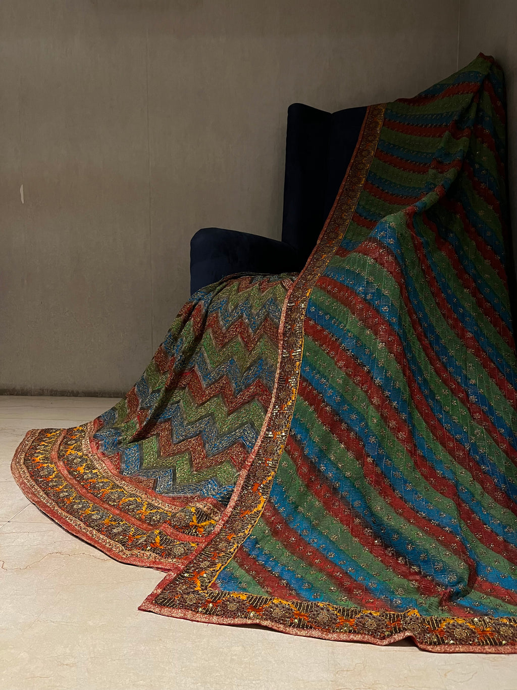 Multi-coloured Havy Zari Lehenga set