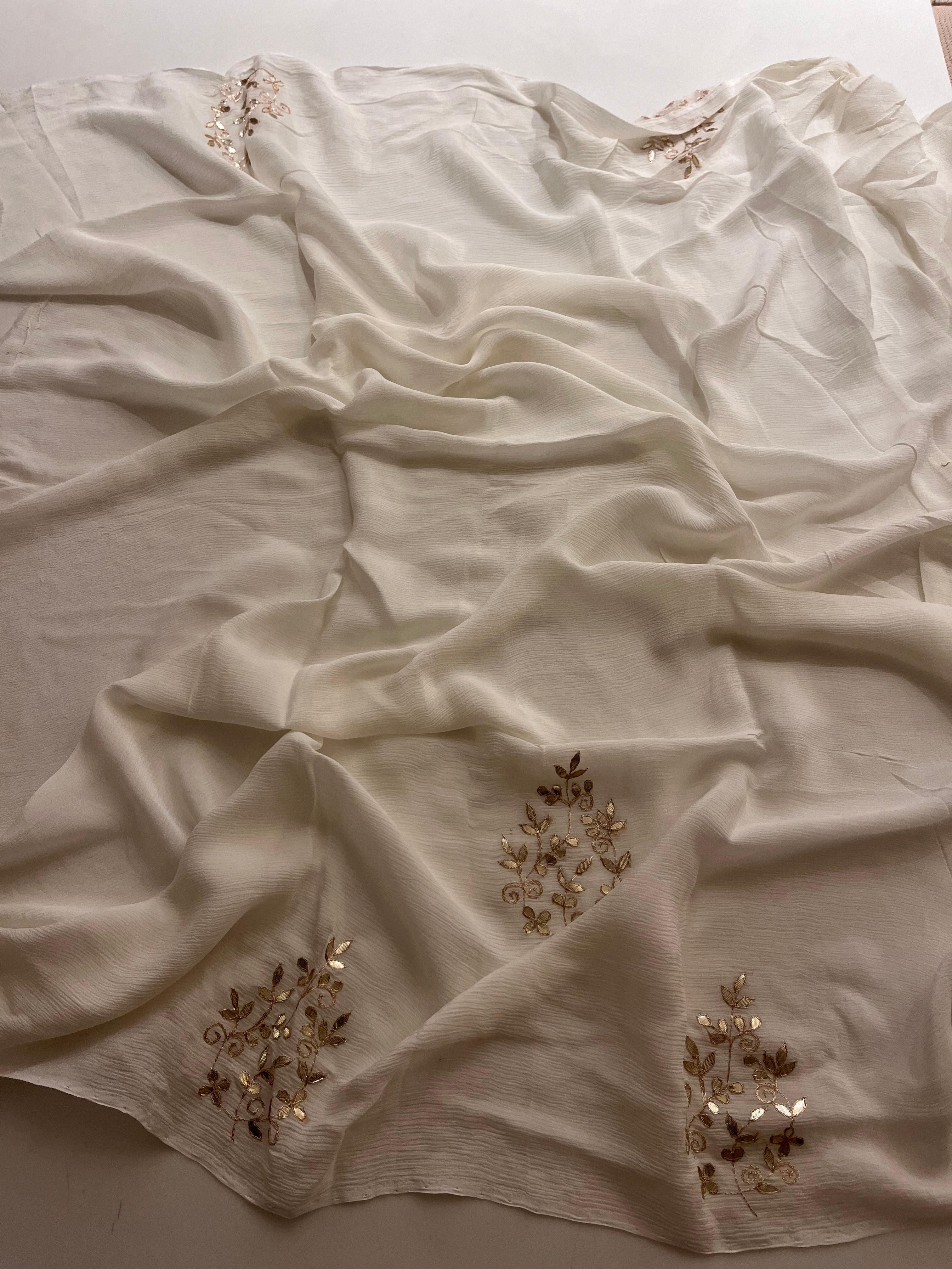 Ivory Traditional Gotta Saree