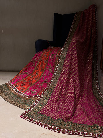 multicoloured kali lehenga set