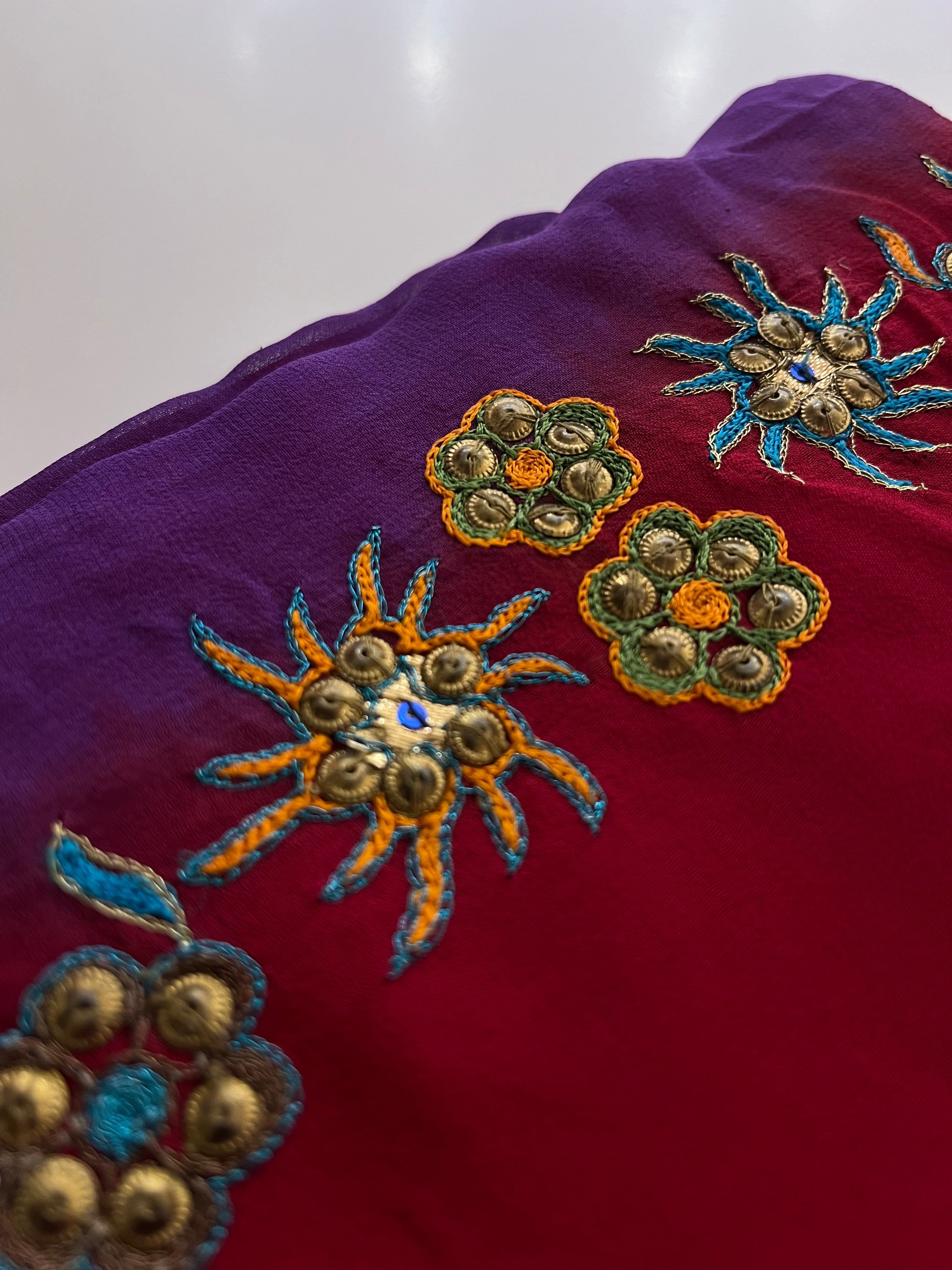 Violet & Red Georgette saree