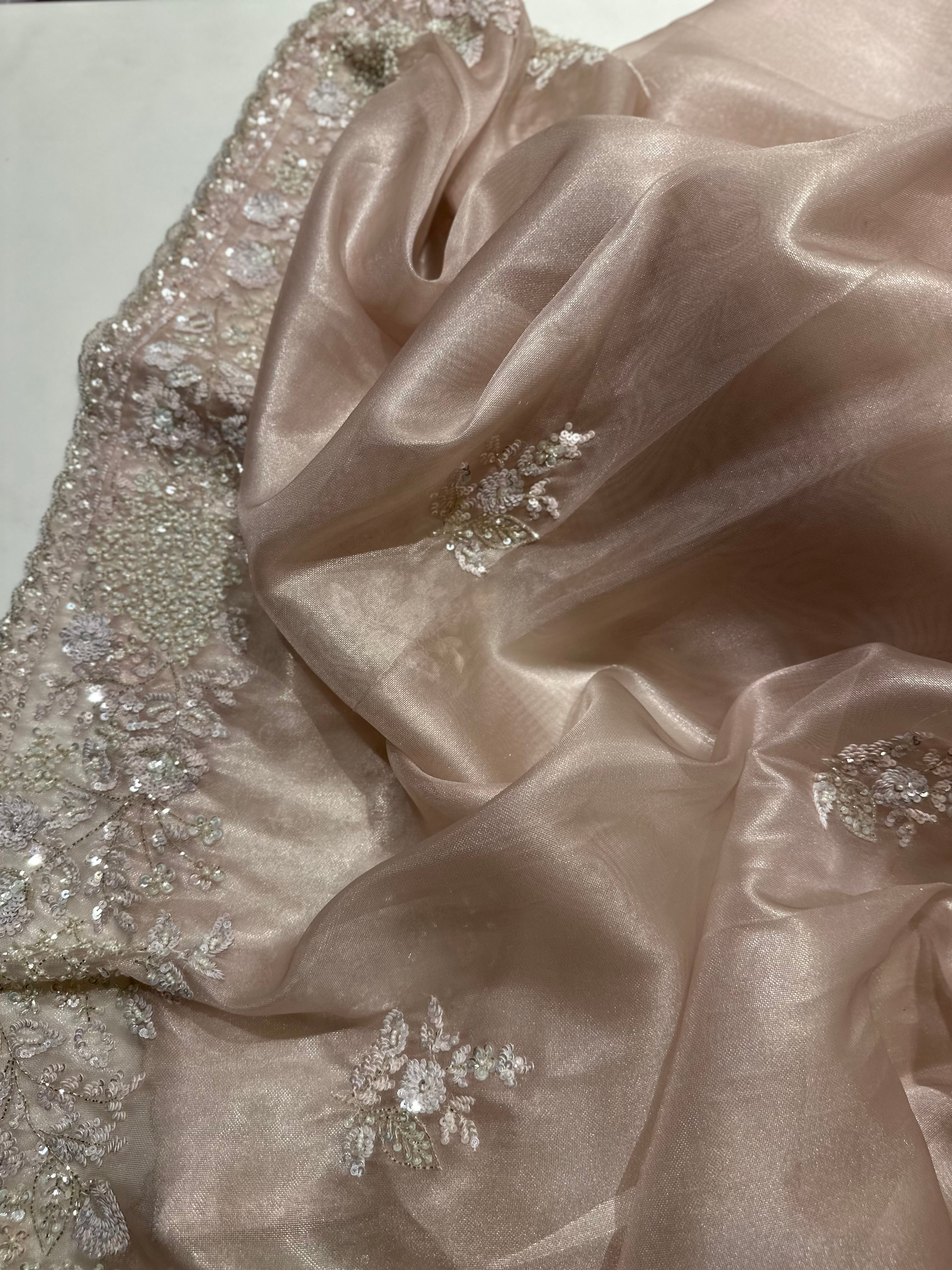 Rose Gold Tissue saree