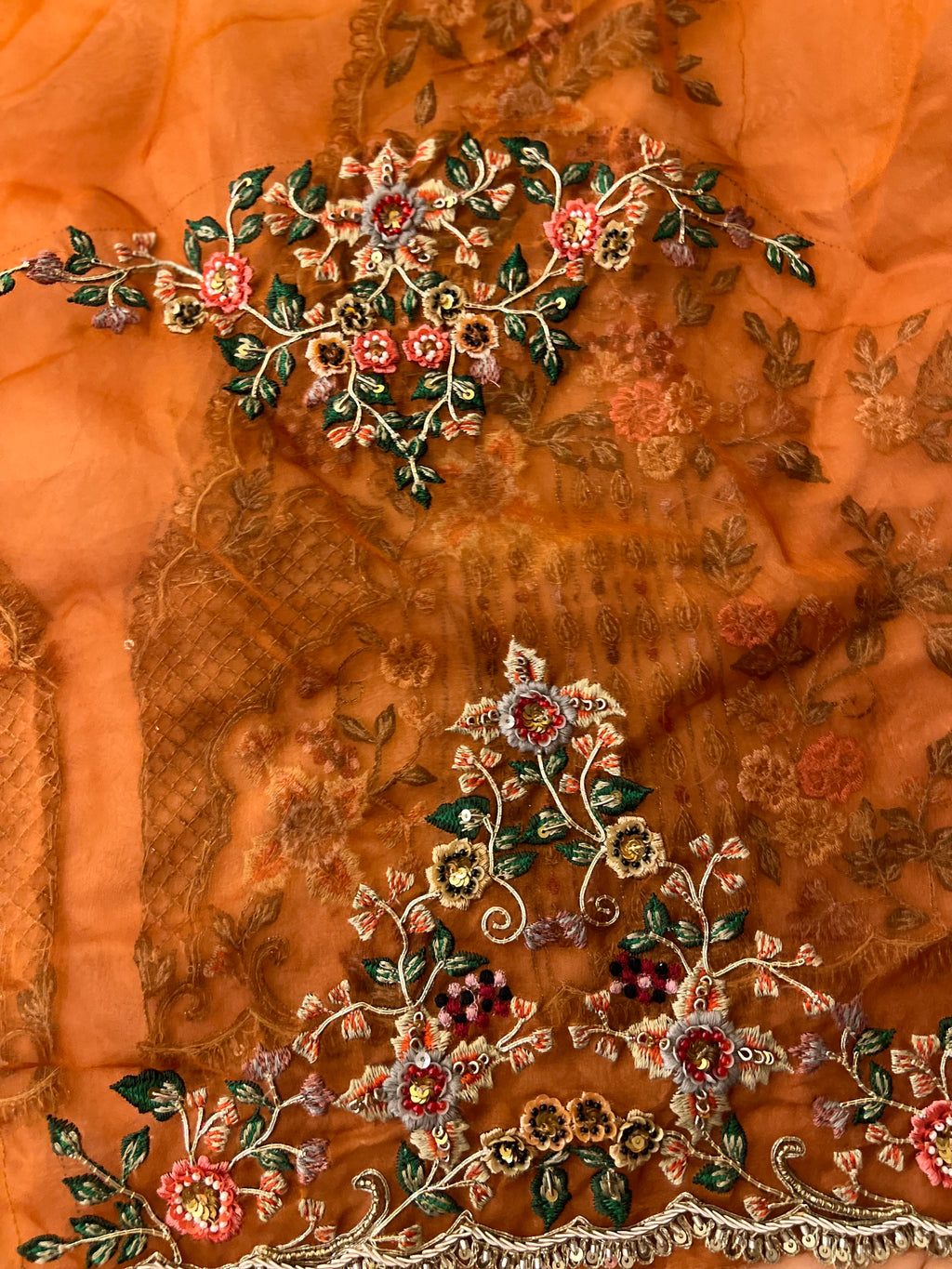 Rust Organza Saree