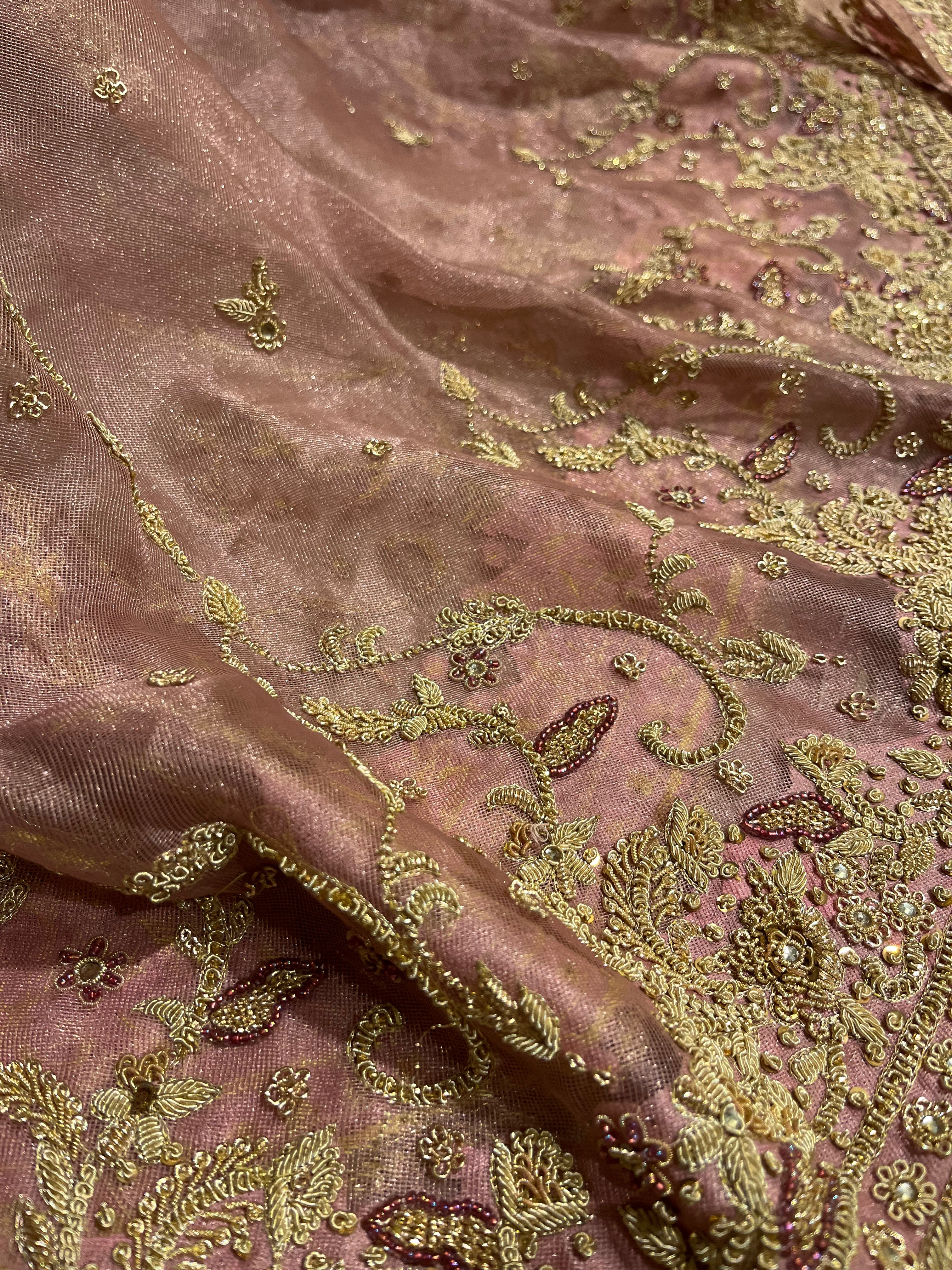 Exclusive zardosi Rusty Pink Lehenga