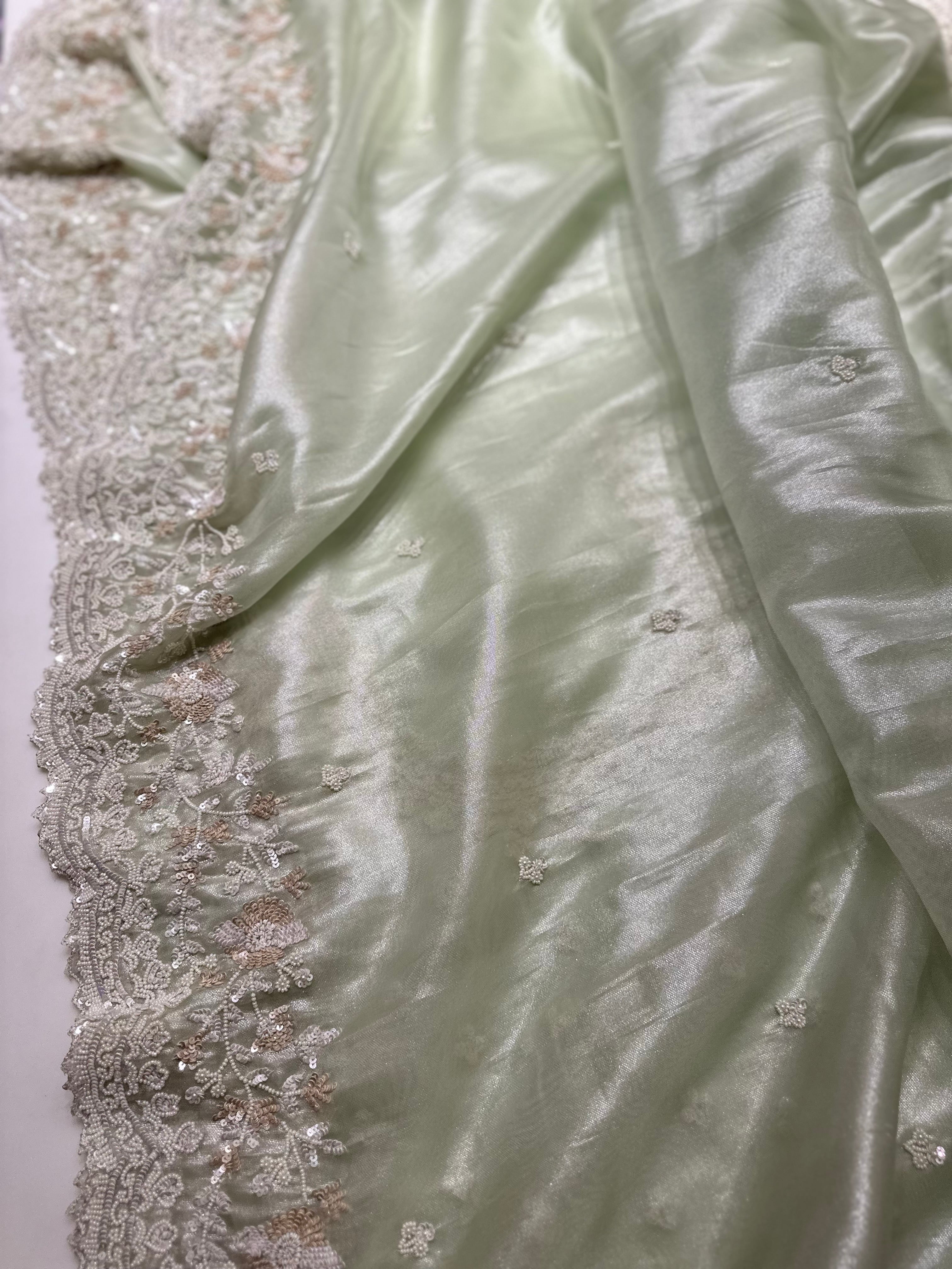 Pistachio Tissue Saree