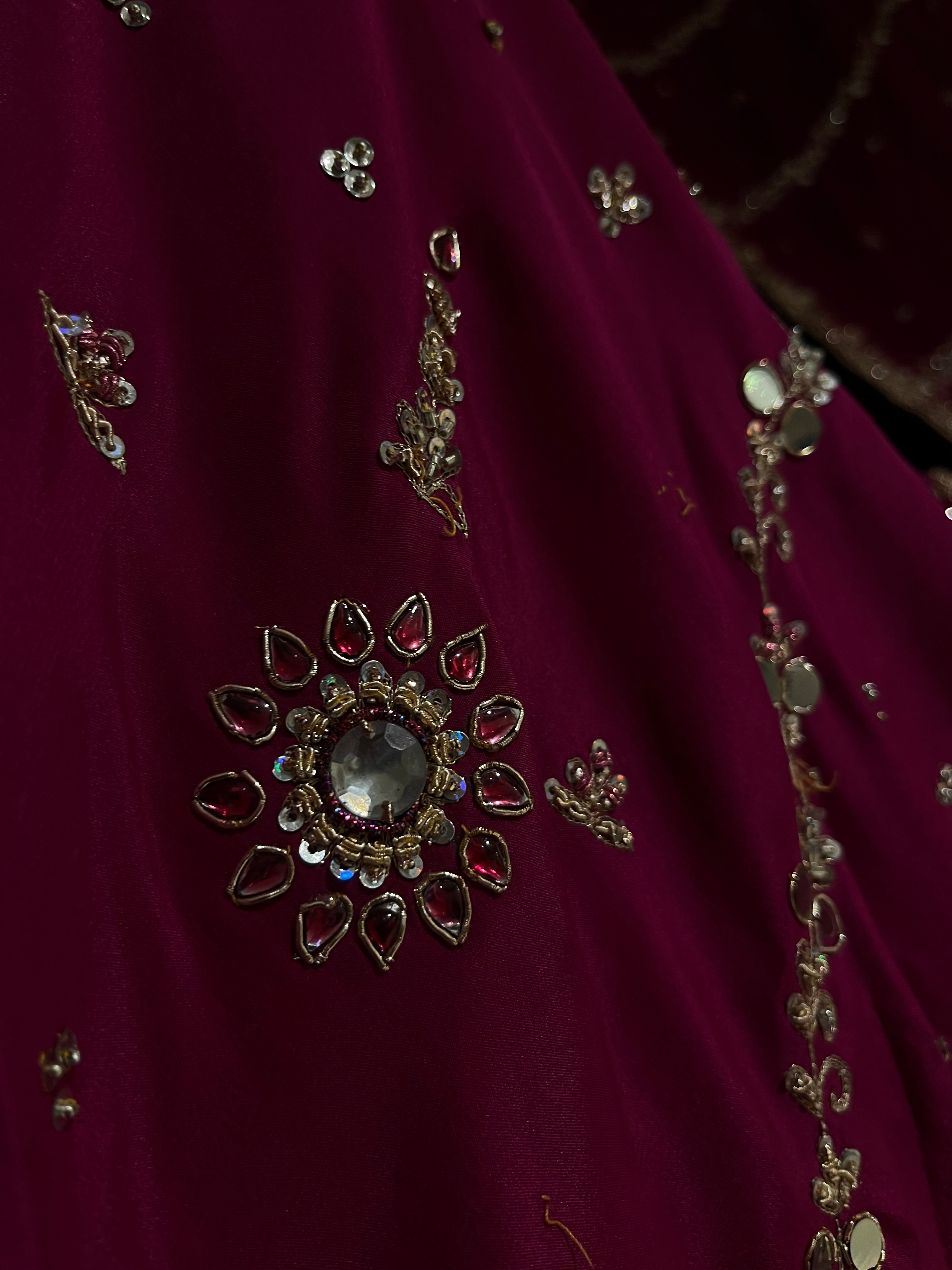 Magenta Zardozi Lehenga Set