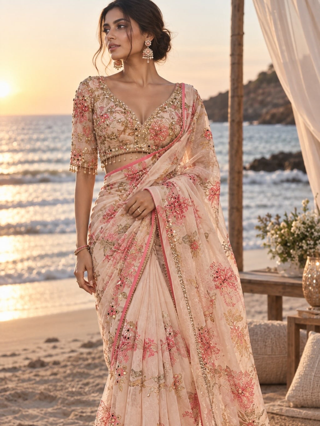 Mahima flora organza sari