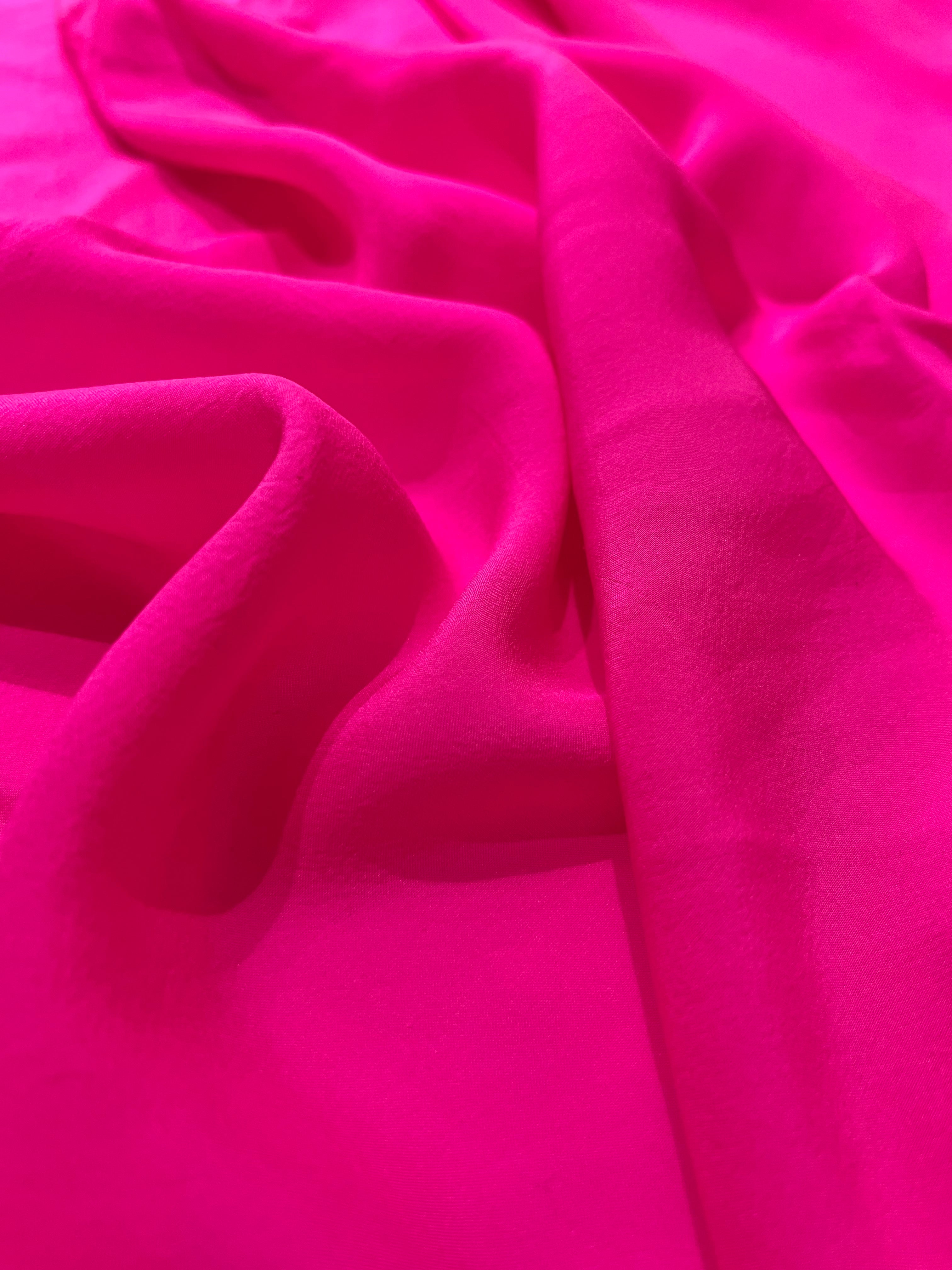 Hot Pink Crepe Saree