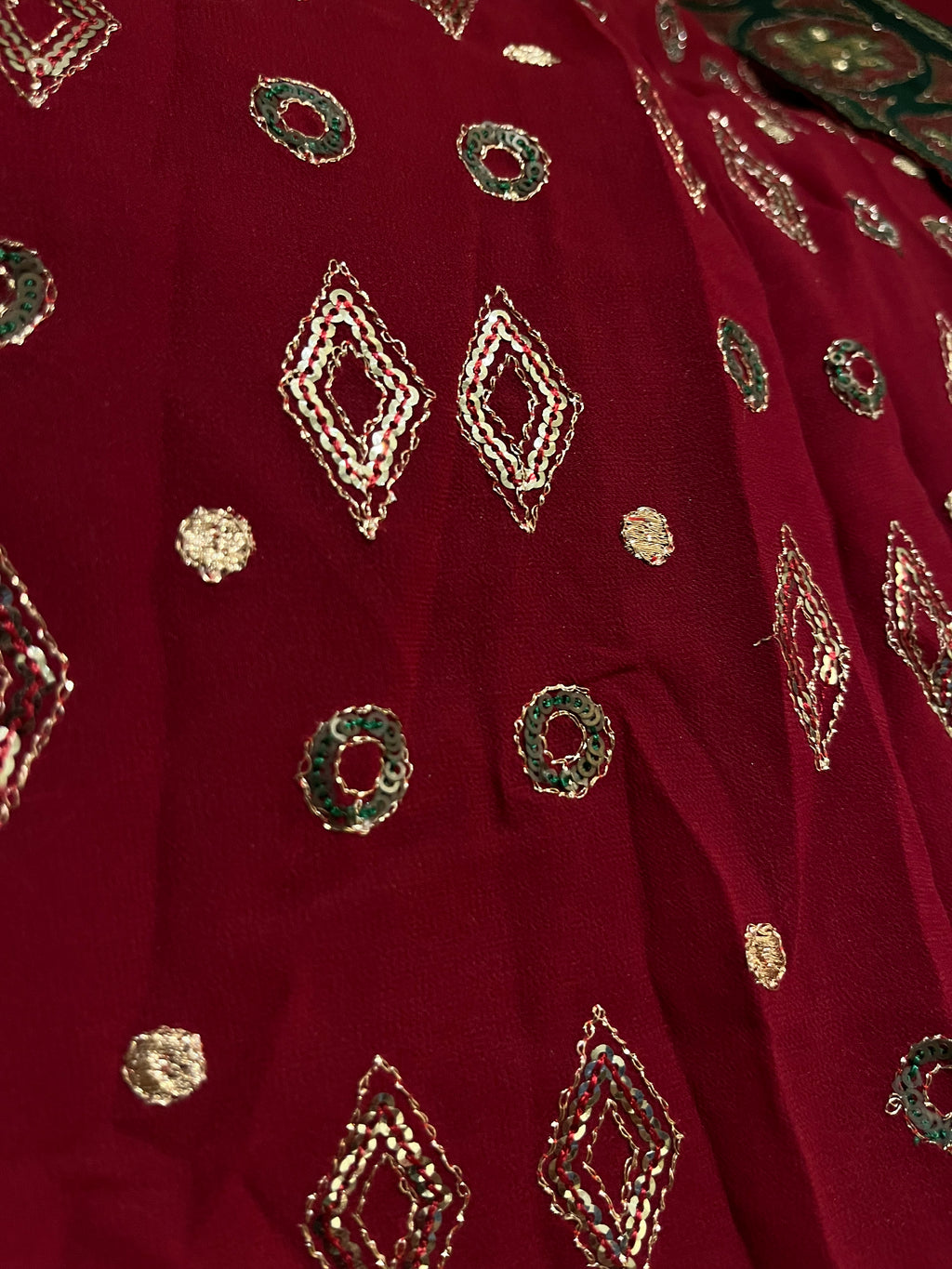 Deep Red Sequins Lehenga Set