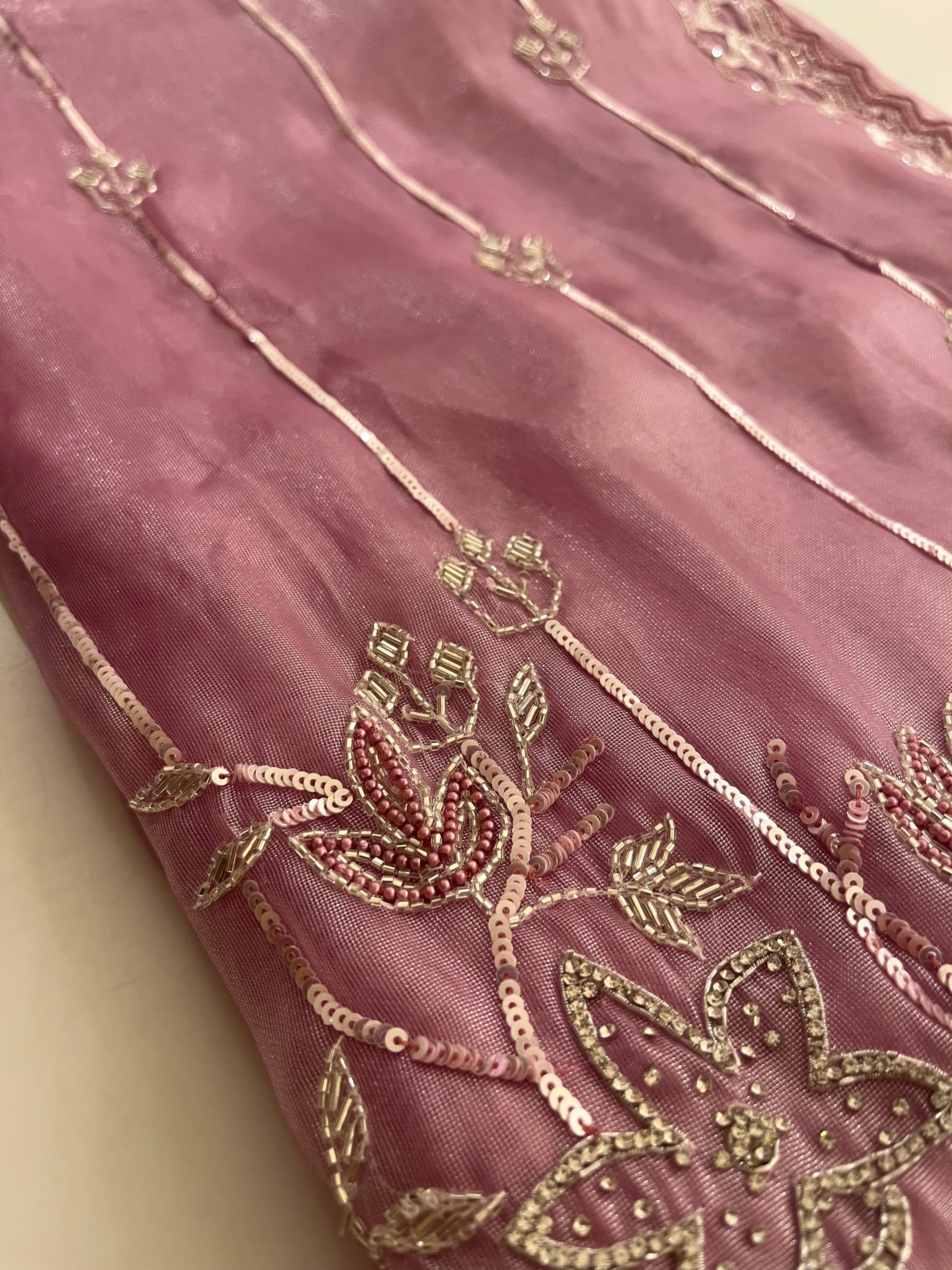 Glossy Pink Evening Saree