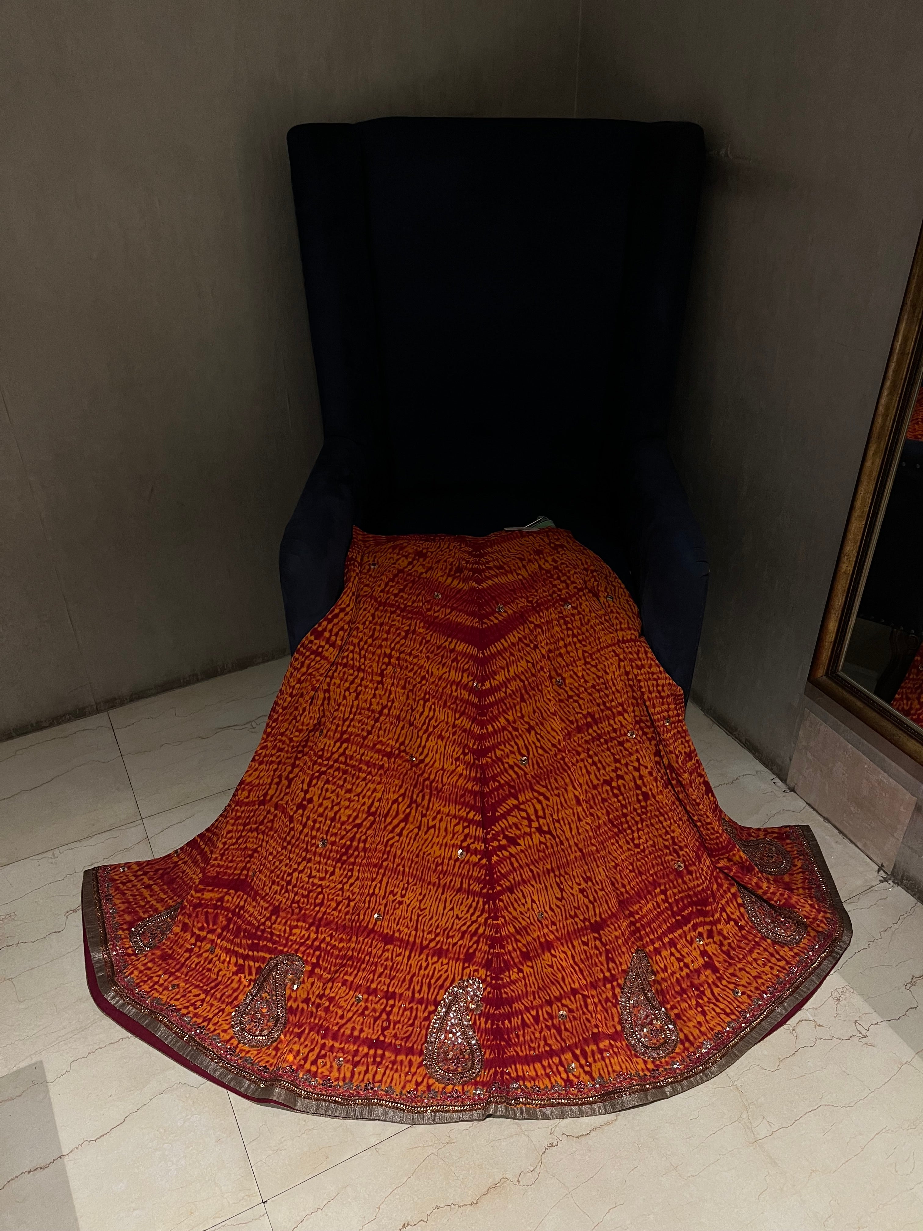 Shibori Orange Skirt