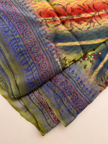 Multicoloured Printed chiffon saree