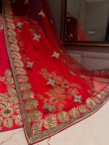 bridal red sabya lehenga set