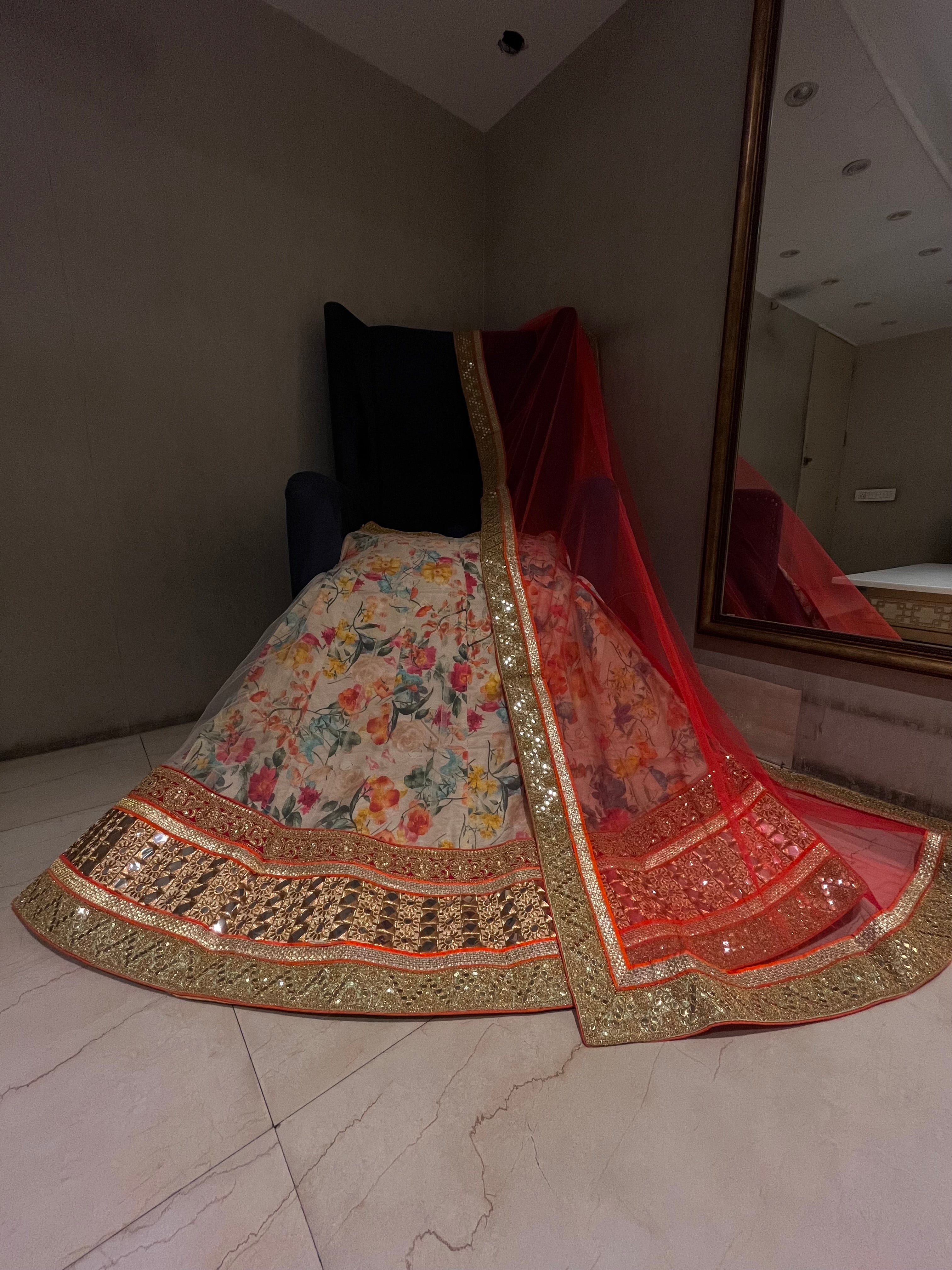 Printed Peach lehenga set