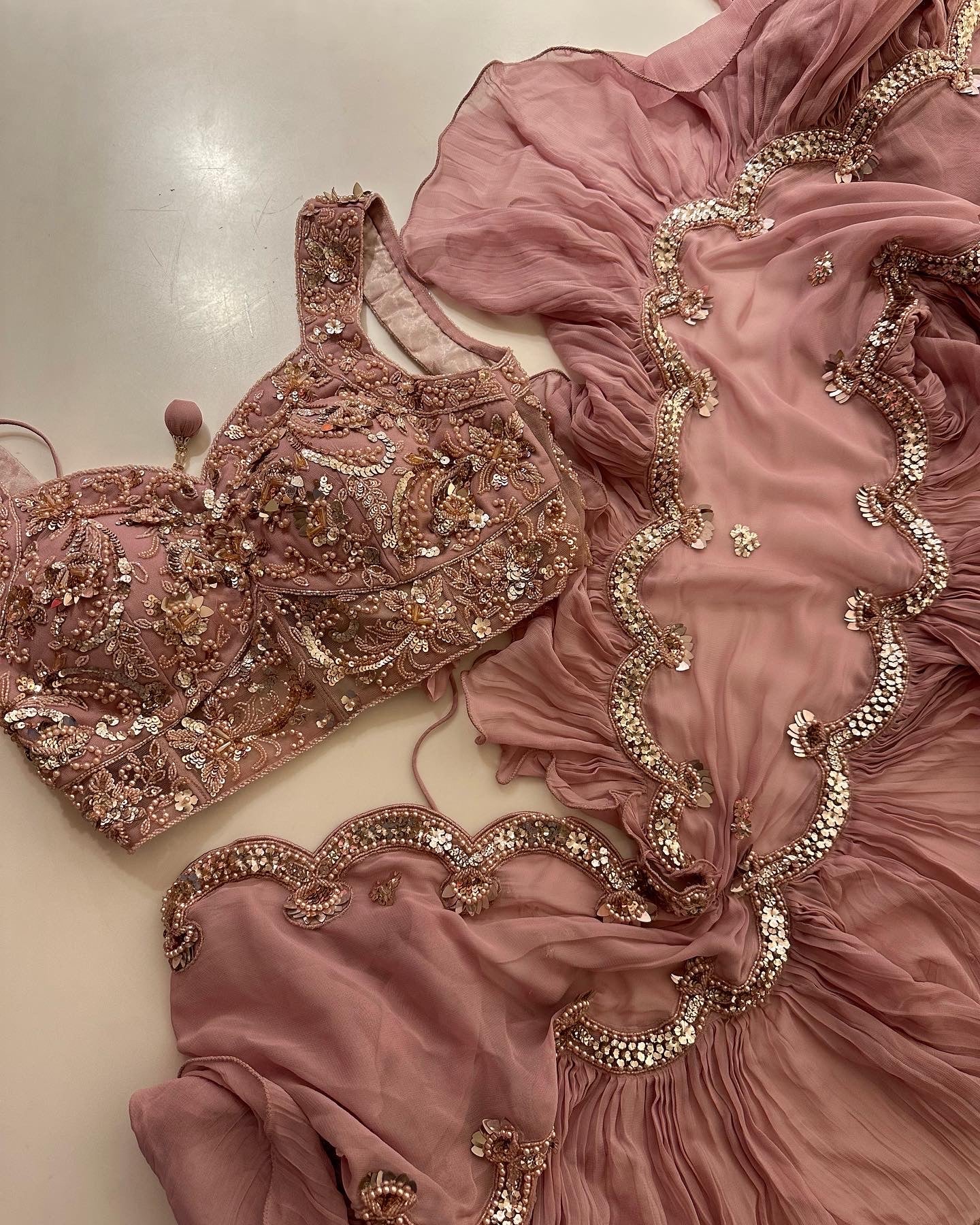 Dusty Pink Drape Saree