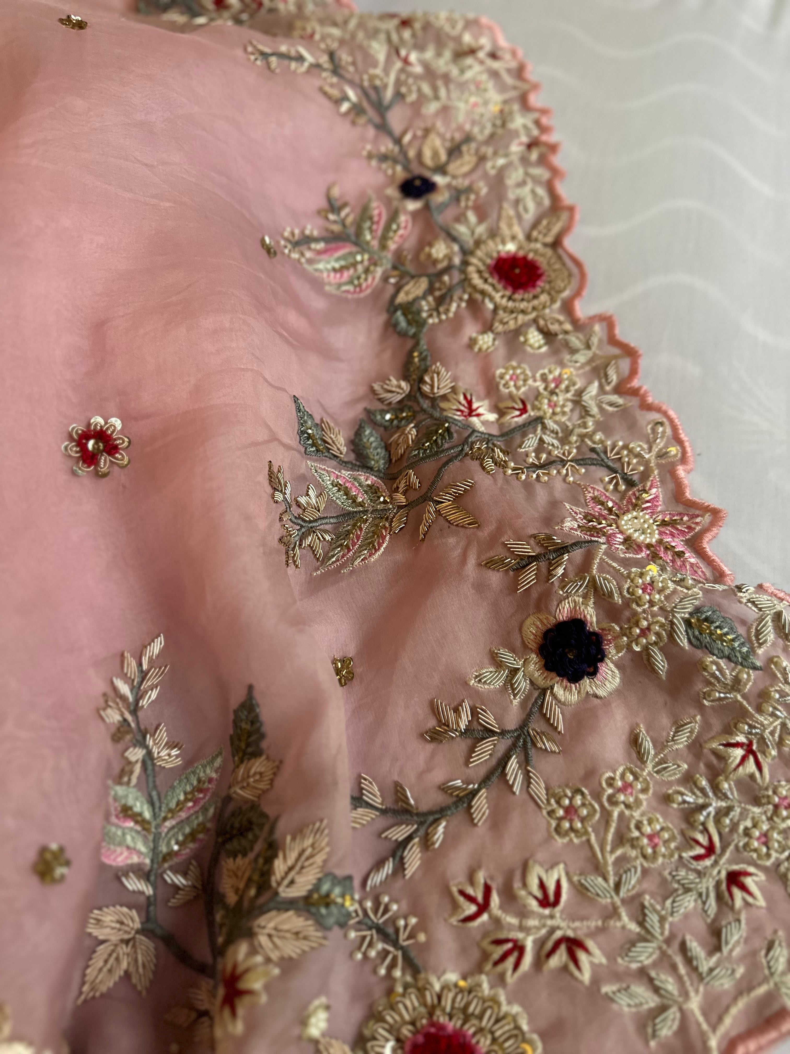 Gulaab Pure Organza Soft pink saree