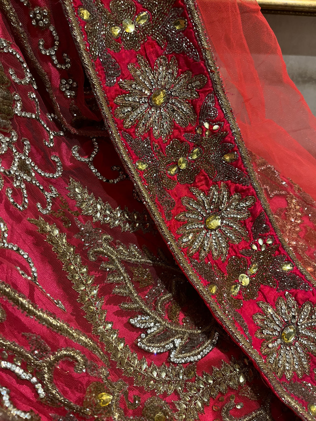 Pink Net Lehenga Set
