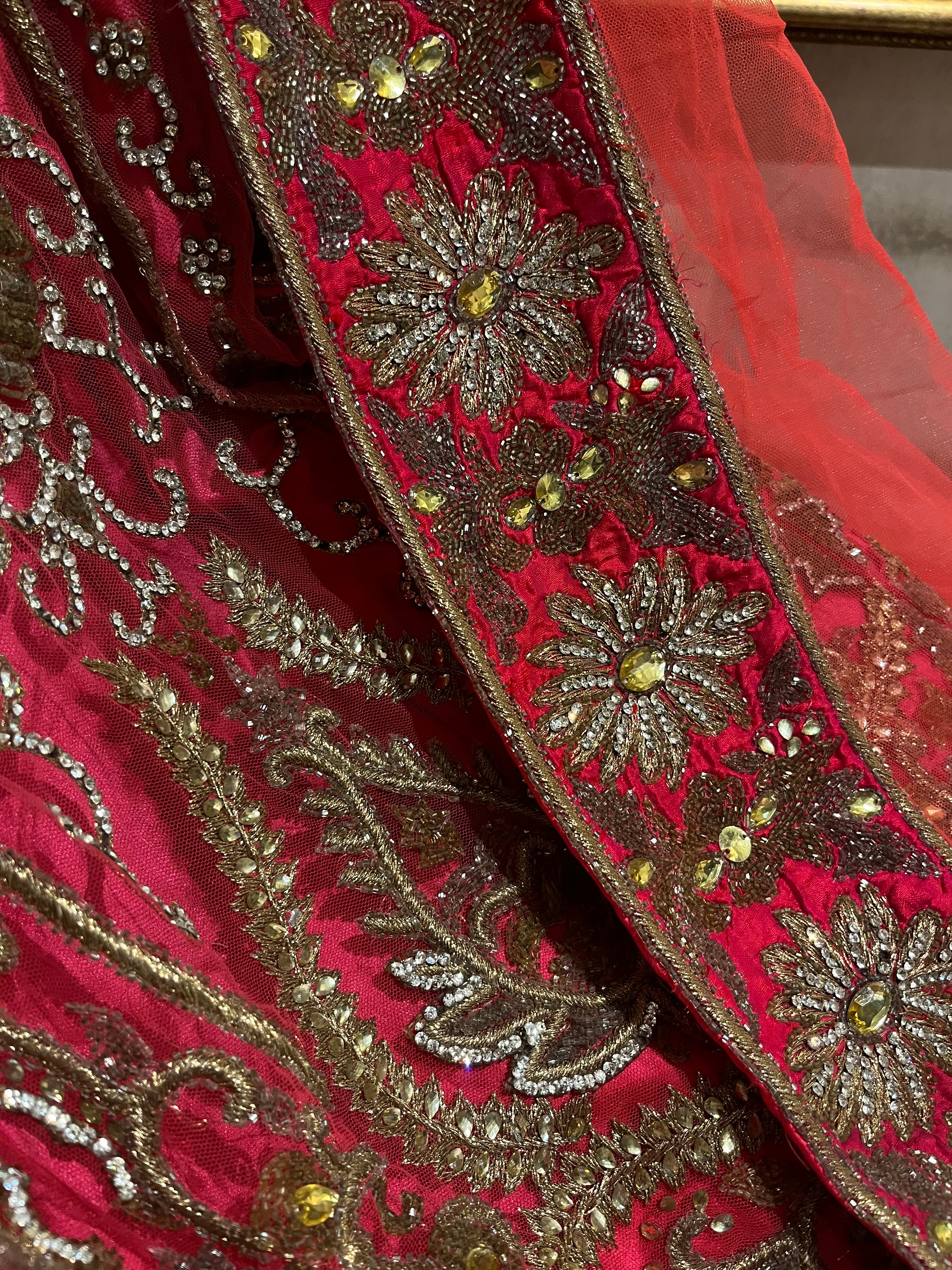 Pink Net Lehenga Set