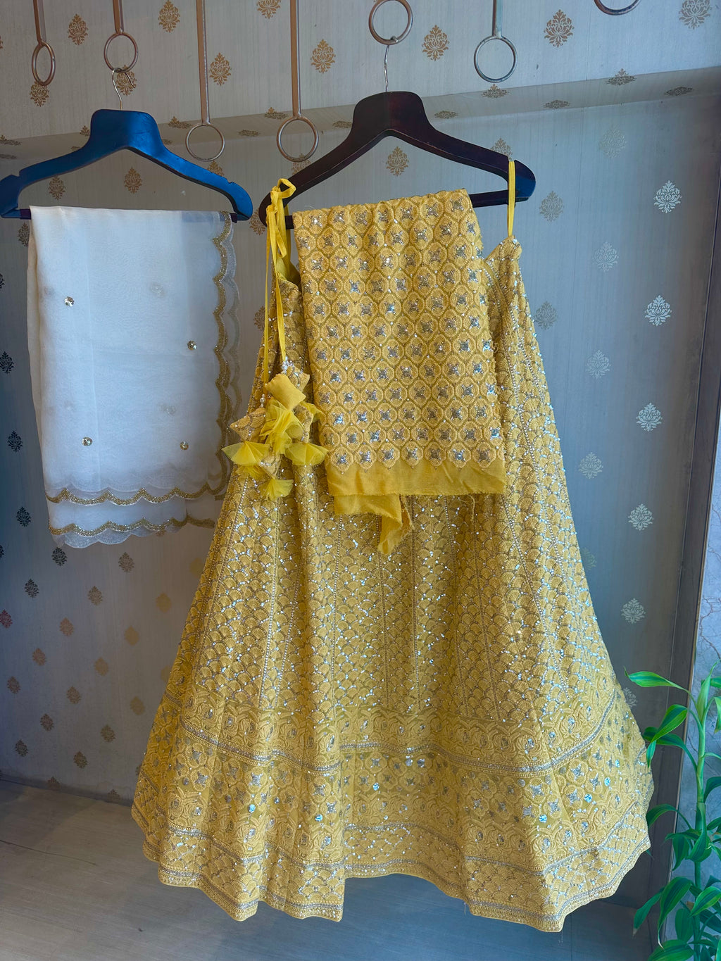 Bright Yellow Lucknowi lehenga