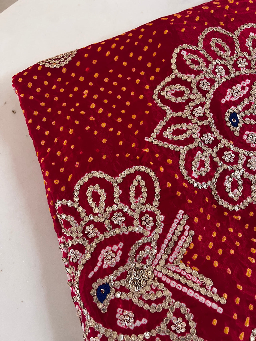 Paheli Bandhej Pure Gajji silk saree
