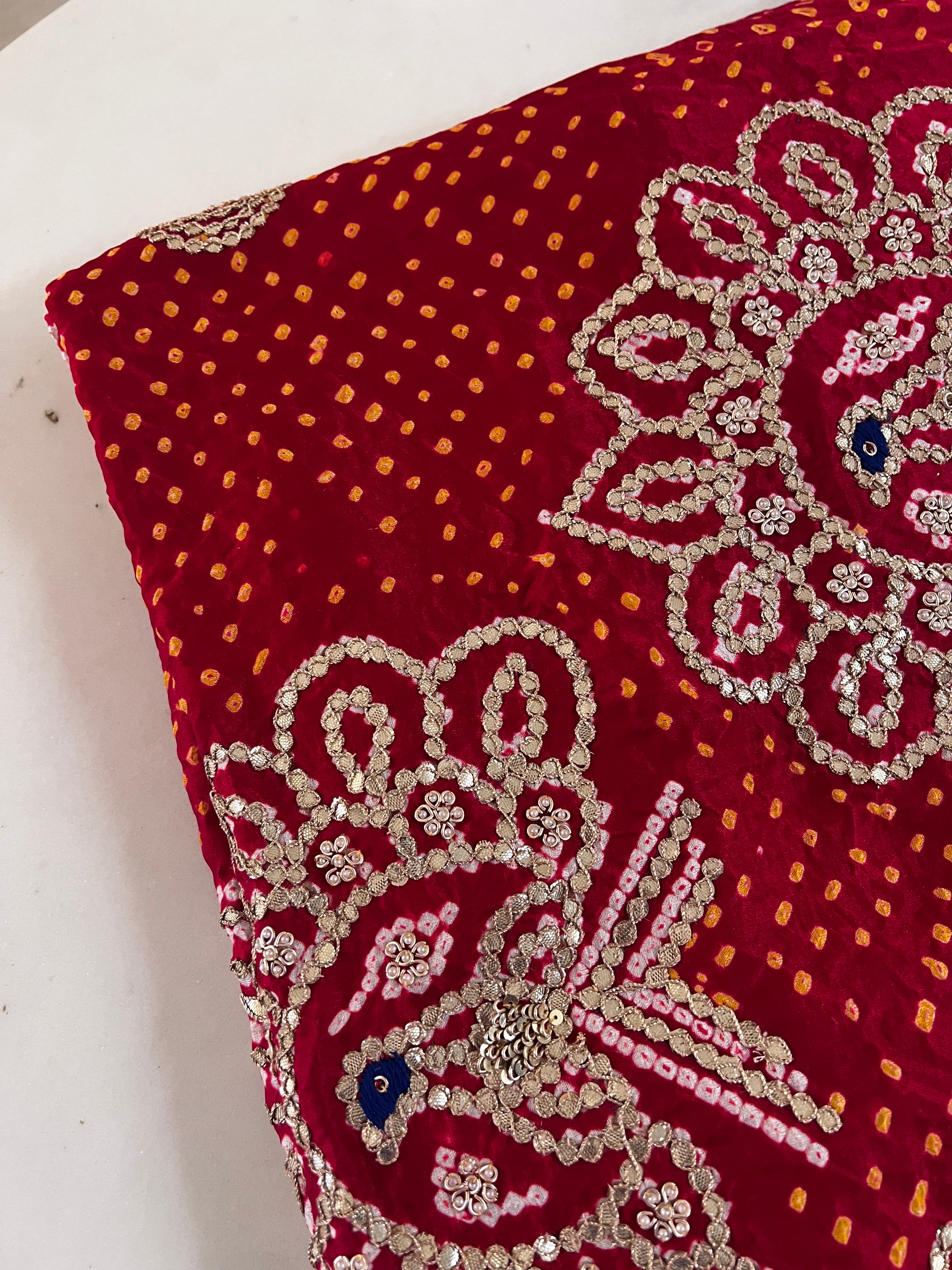 Paheli Bandhej Pure Gajji silk saree