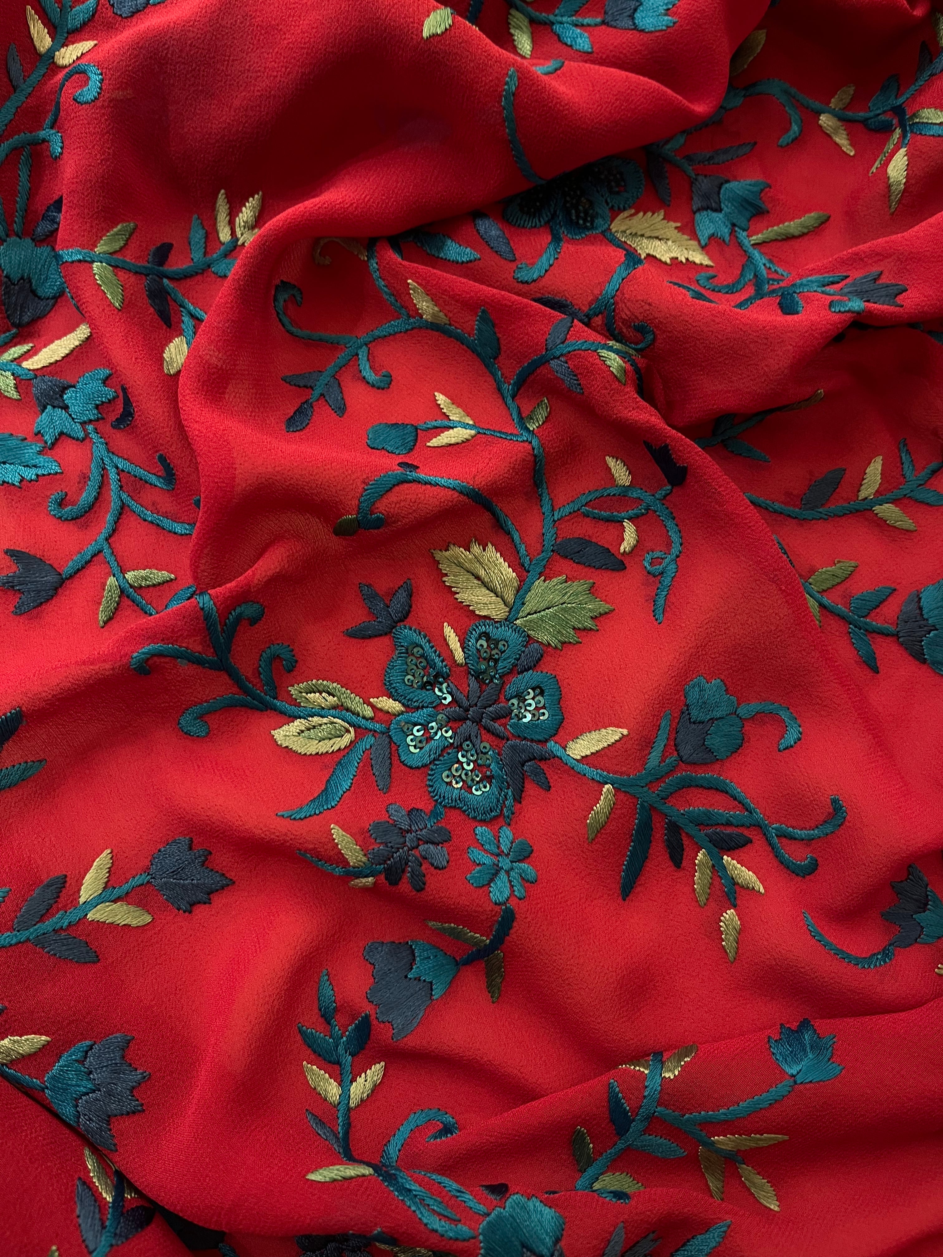 Pure Georgette Magenta Saree