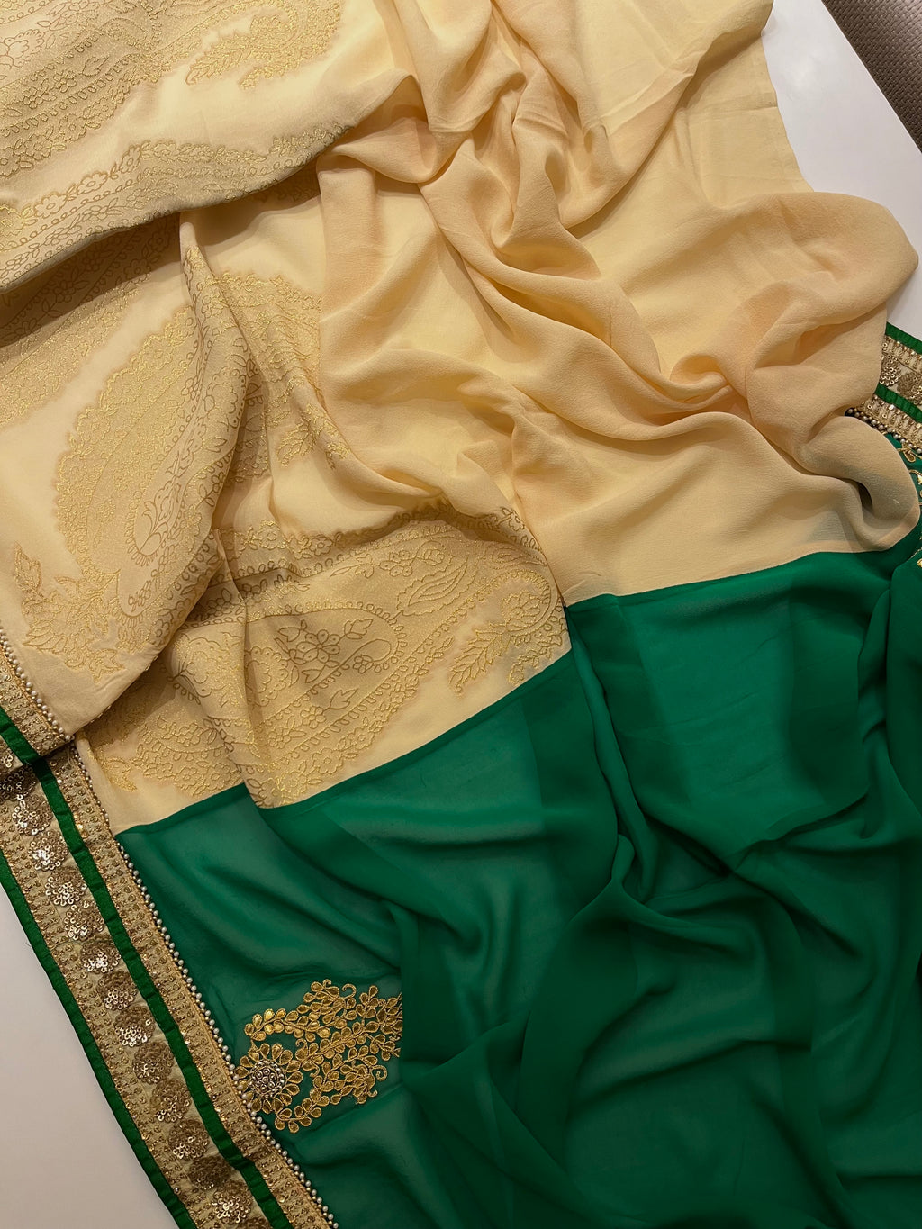 madhuri dixit designer half-half saree