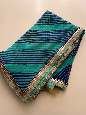 half half leheriya saree