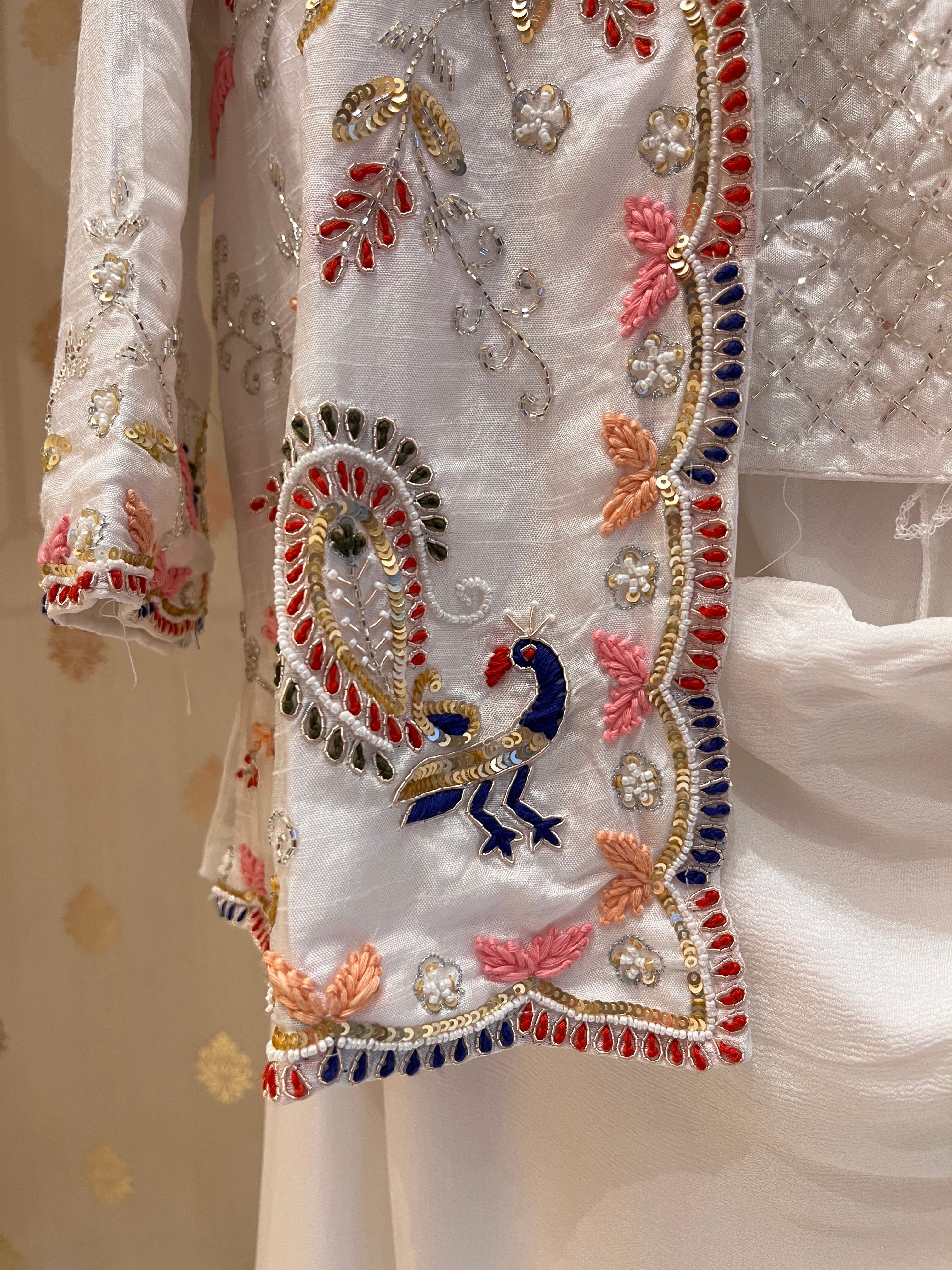 3 peice embroidered indo-western set
