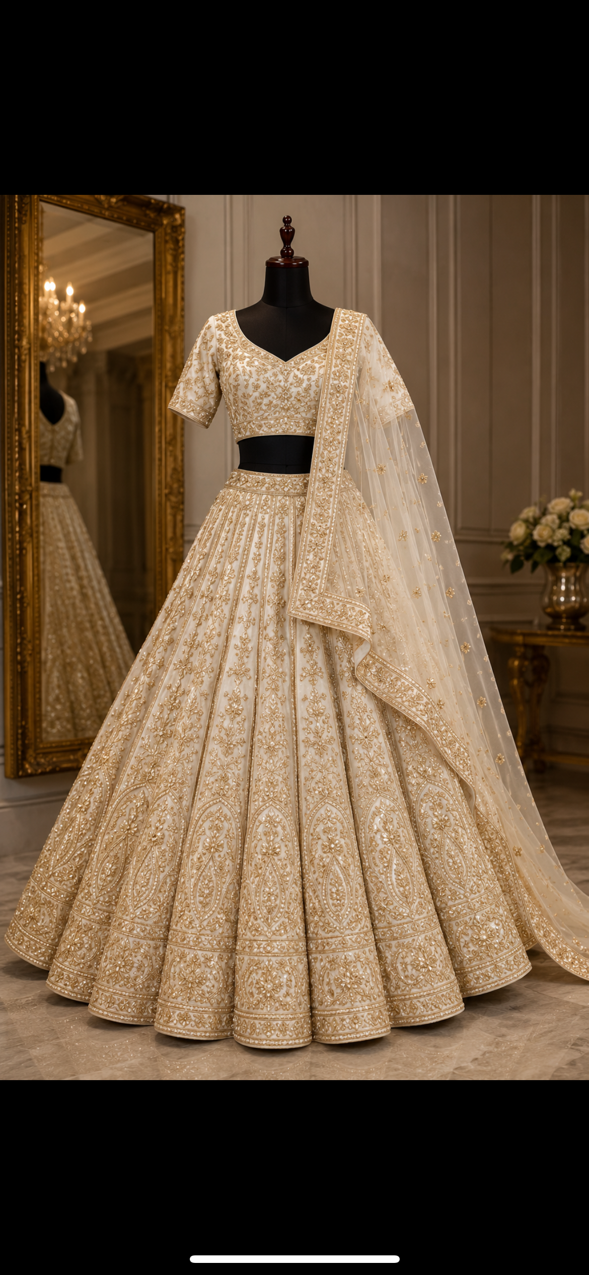 Noor mahal Ivory bridal lehenga