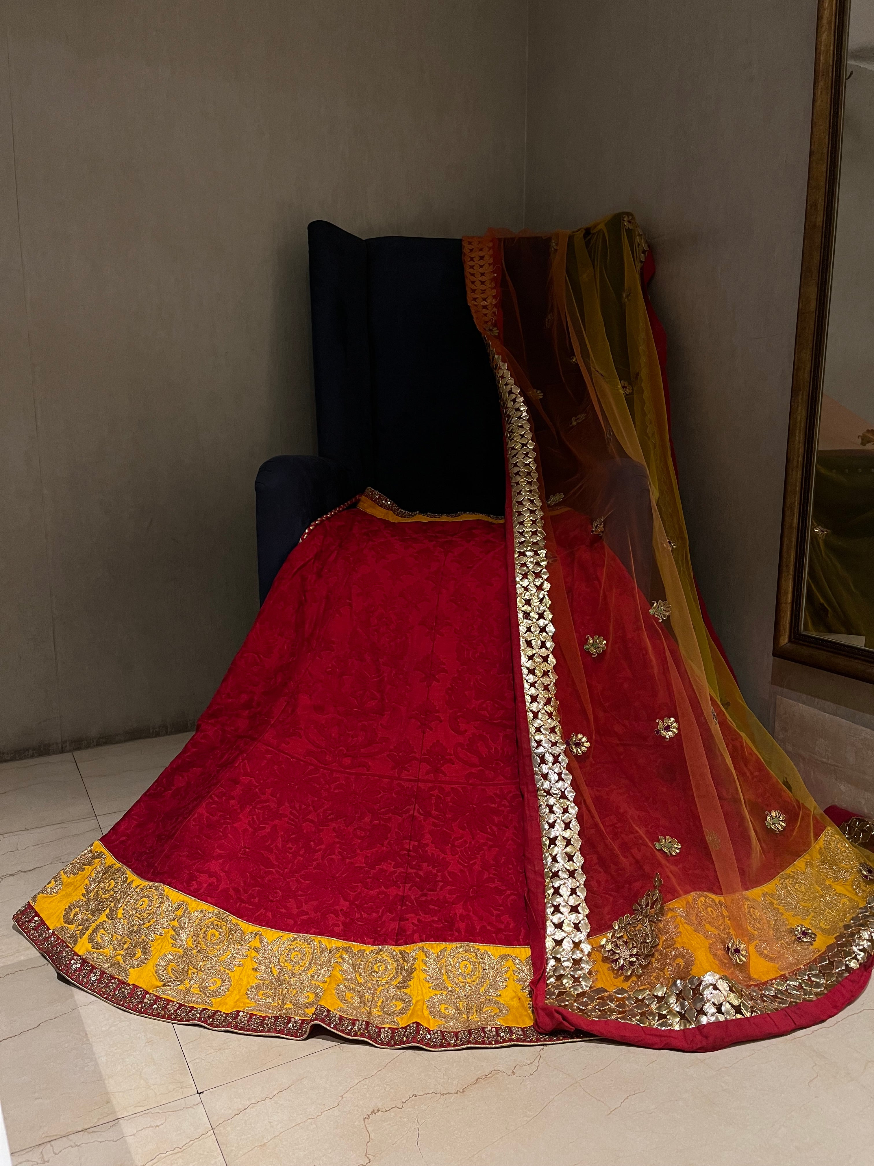 Red on Red Resham Lehenga Set