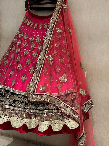 beautiful pink heavy net lehenga set