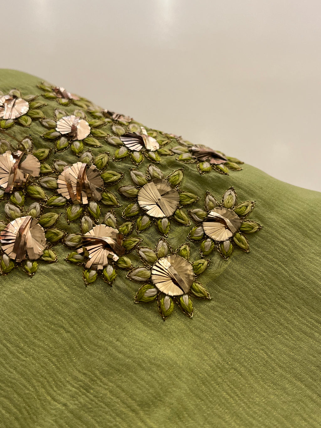 Pista green georgette saree