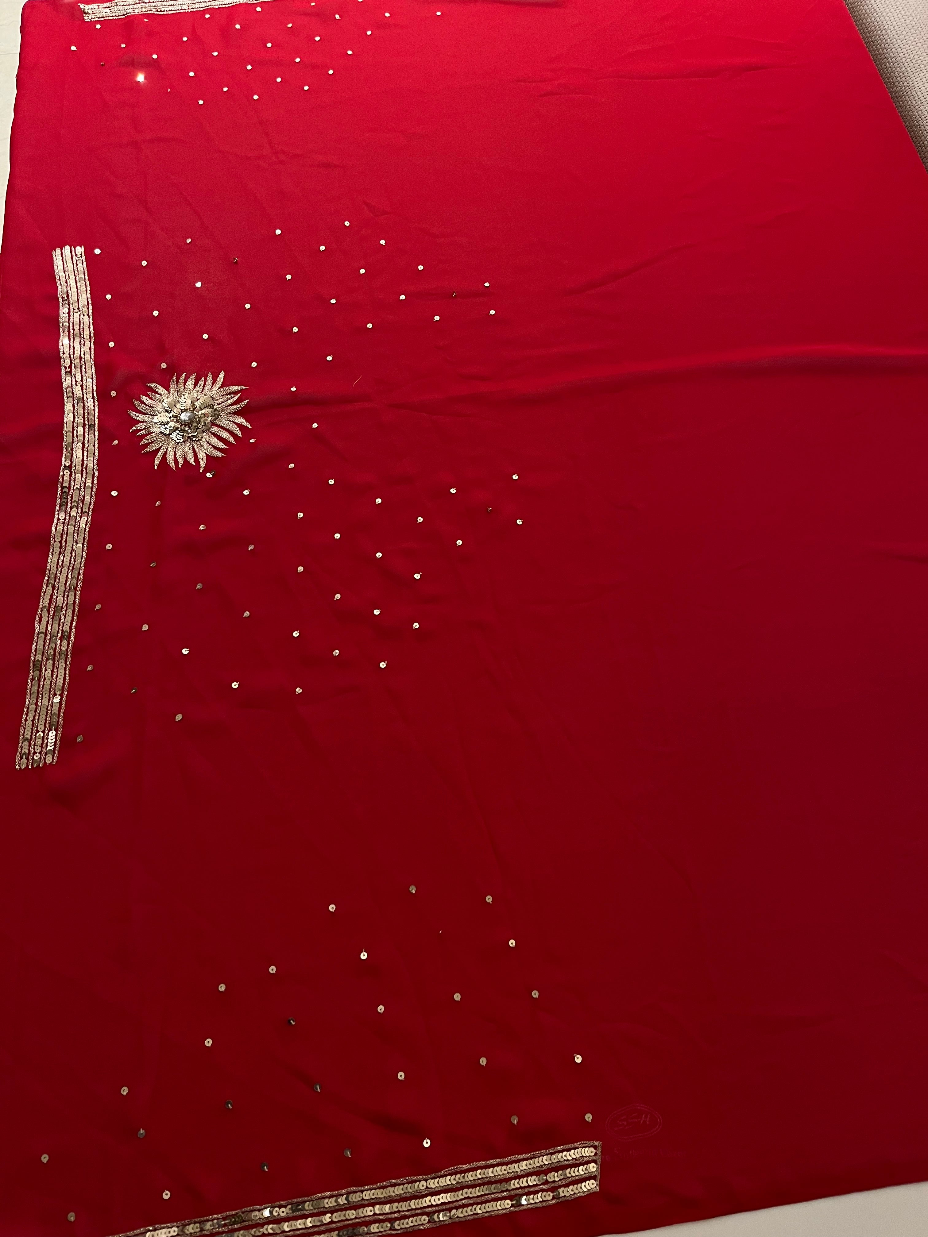 Deep Red sequins Saree