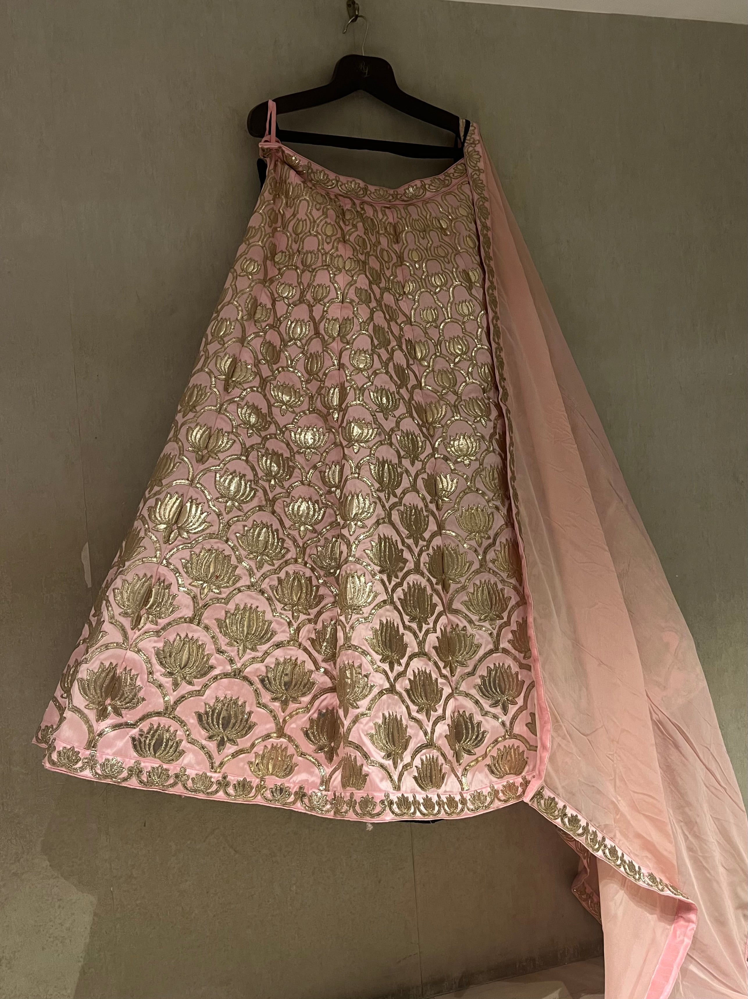 Pastel Pink Lotus Lehenga Set