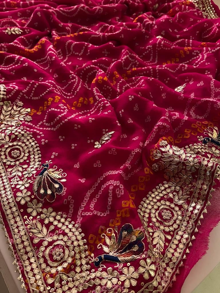 Bandhani Pure georgette saree