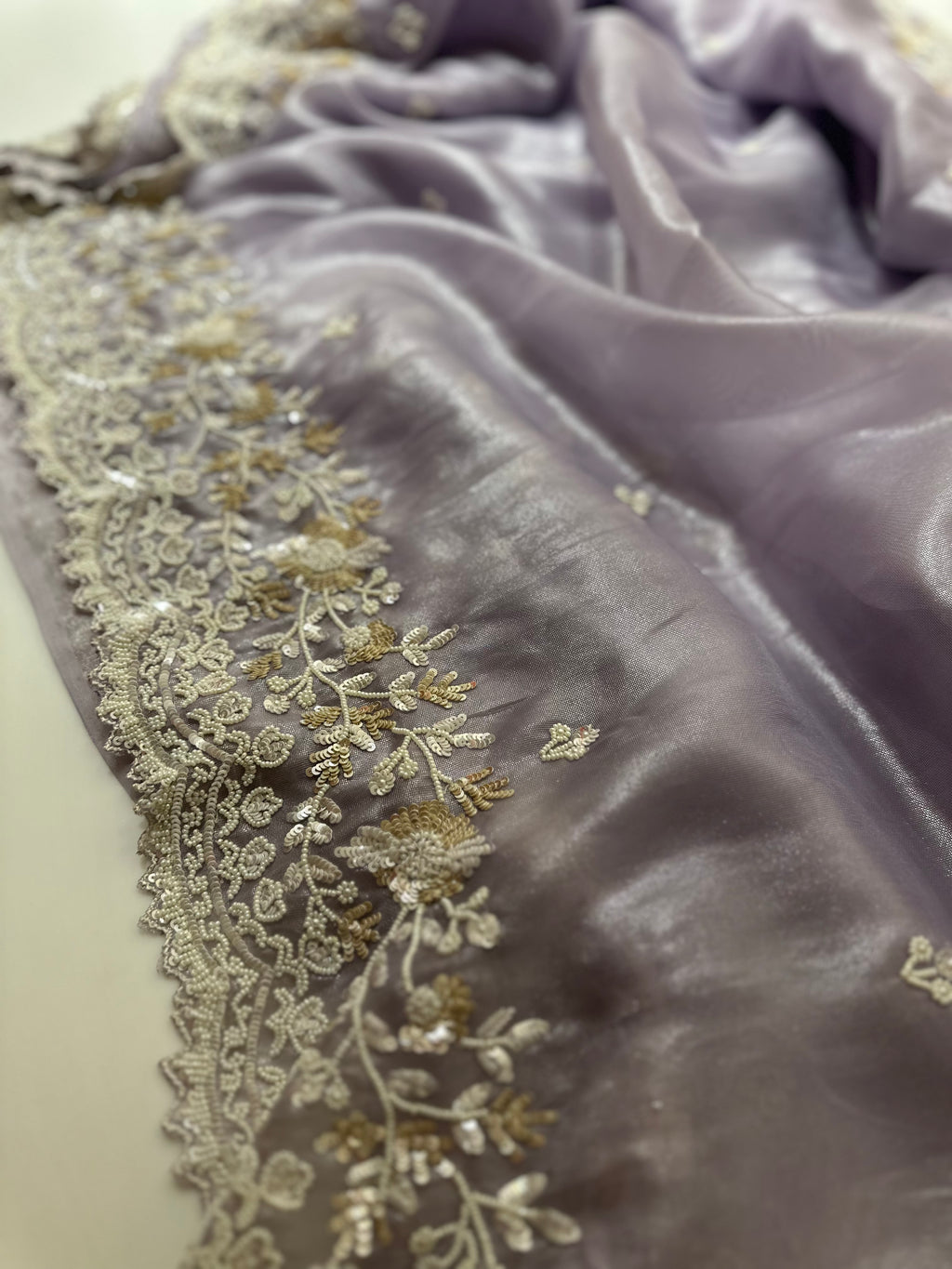 Mauve Tissue Handwork saree