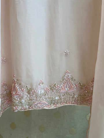 Peach Georgette Plazo Suit Set