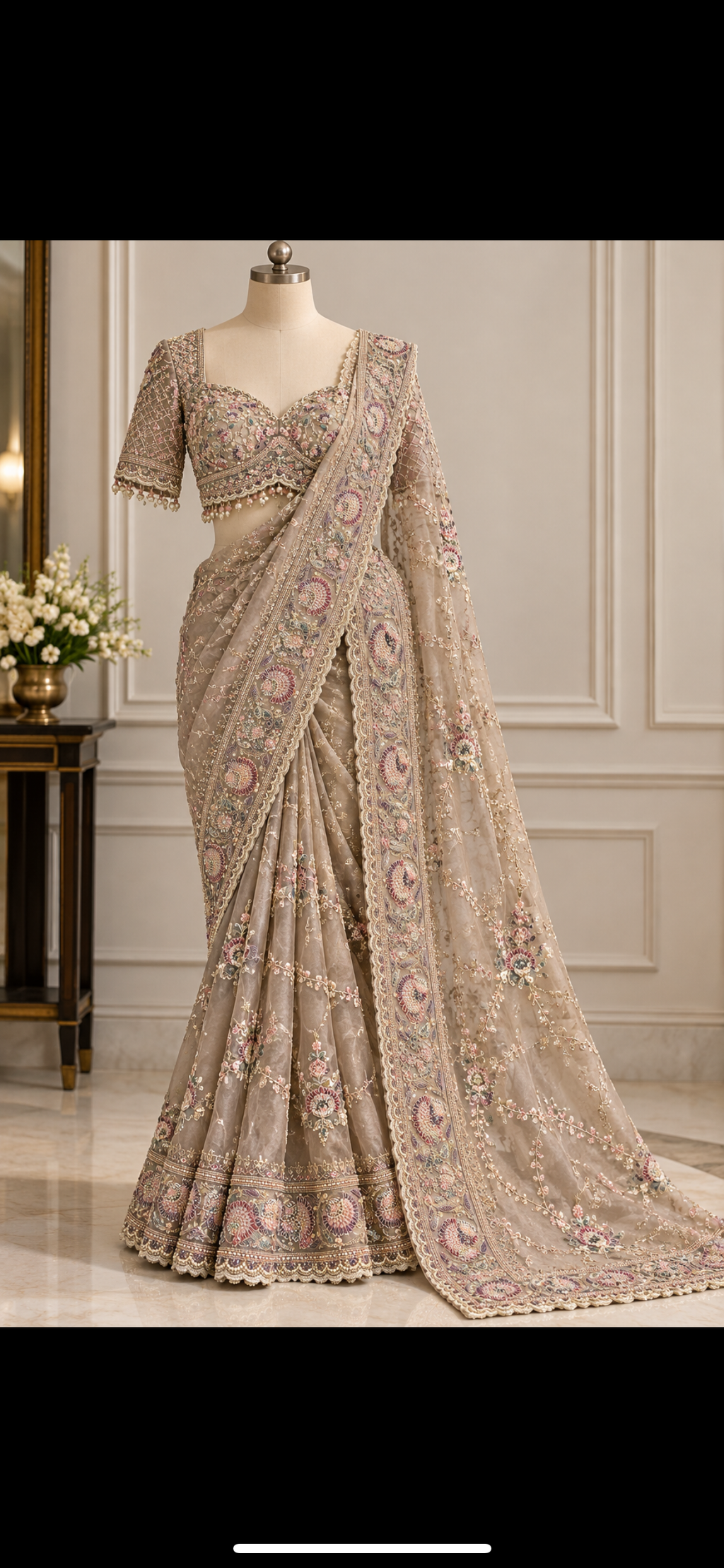 Aradhna tissue handwork saree