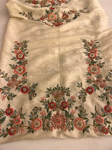 Ivory Handwork Organza saree