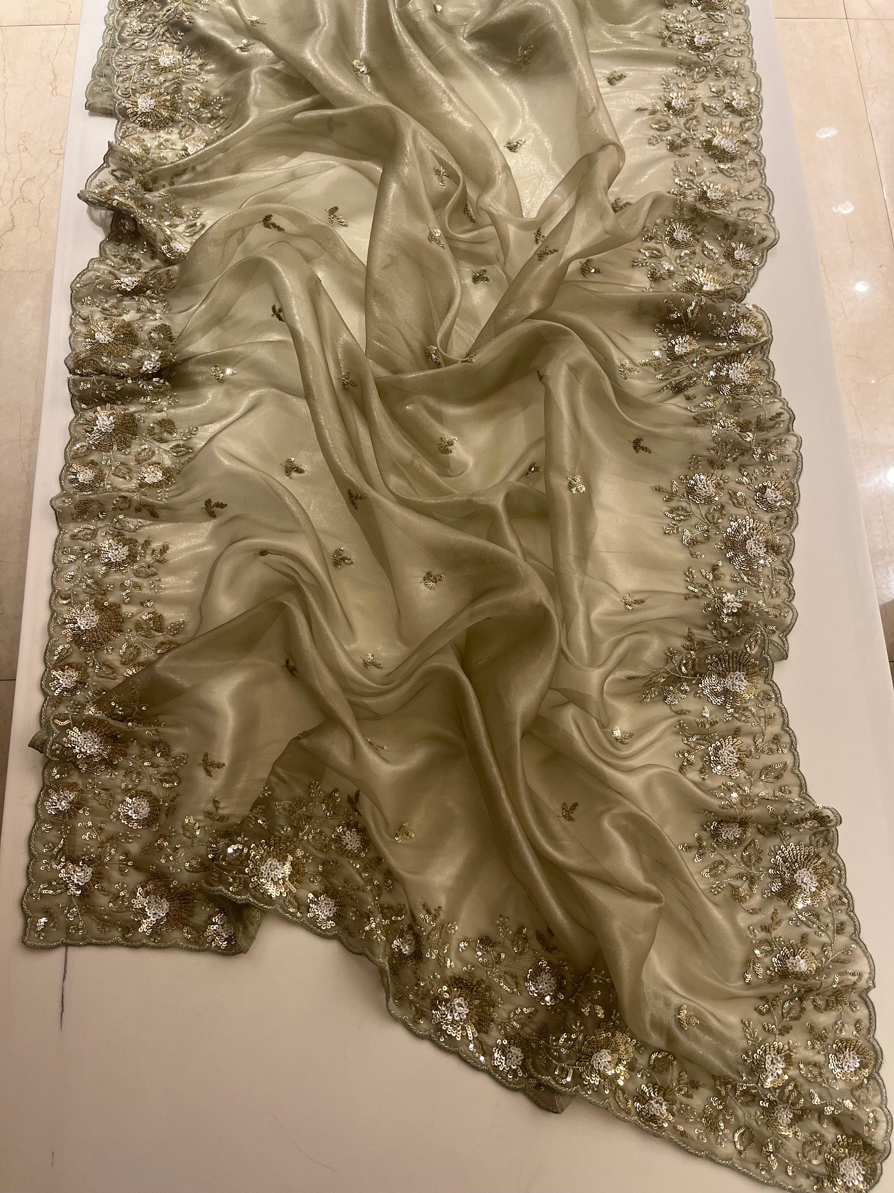 mehendi green tissue saree