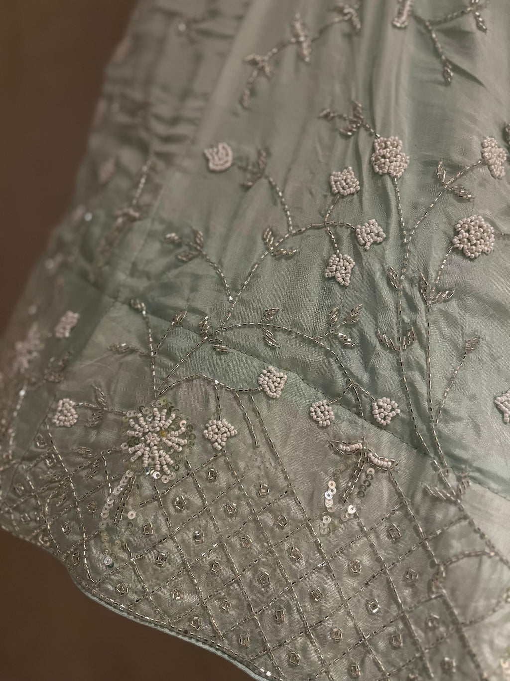 Pearl and powder blue lehenga set