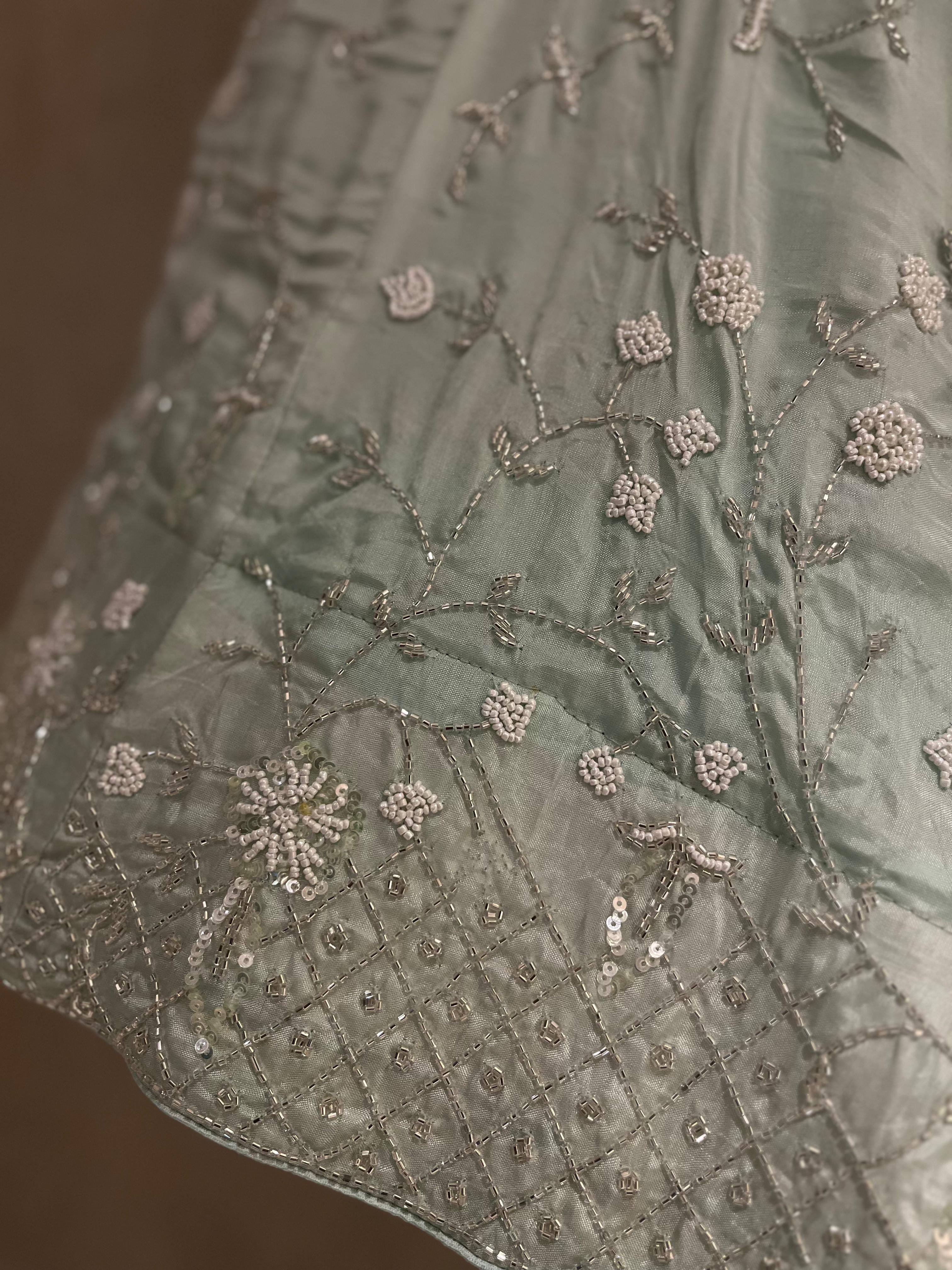 Pearl and powder blue lehenga set