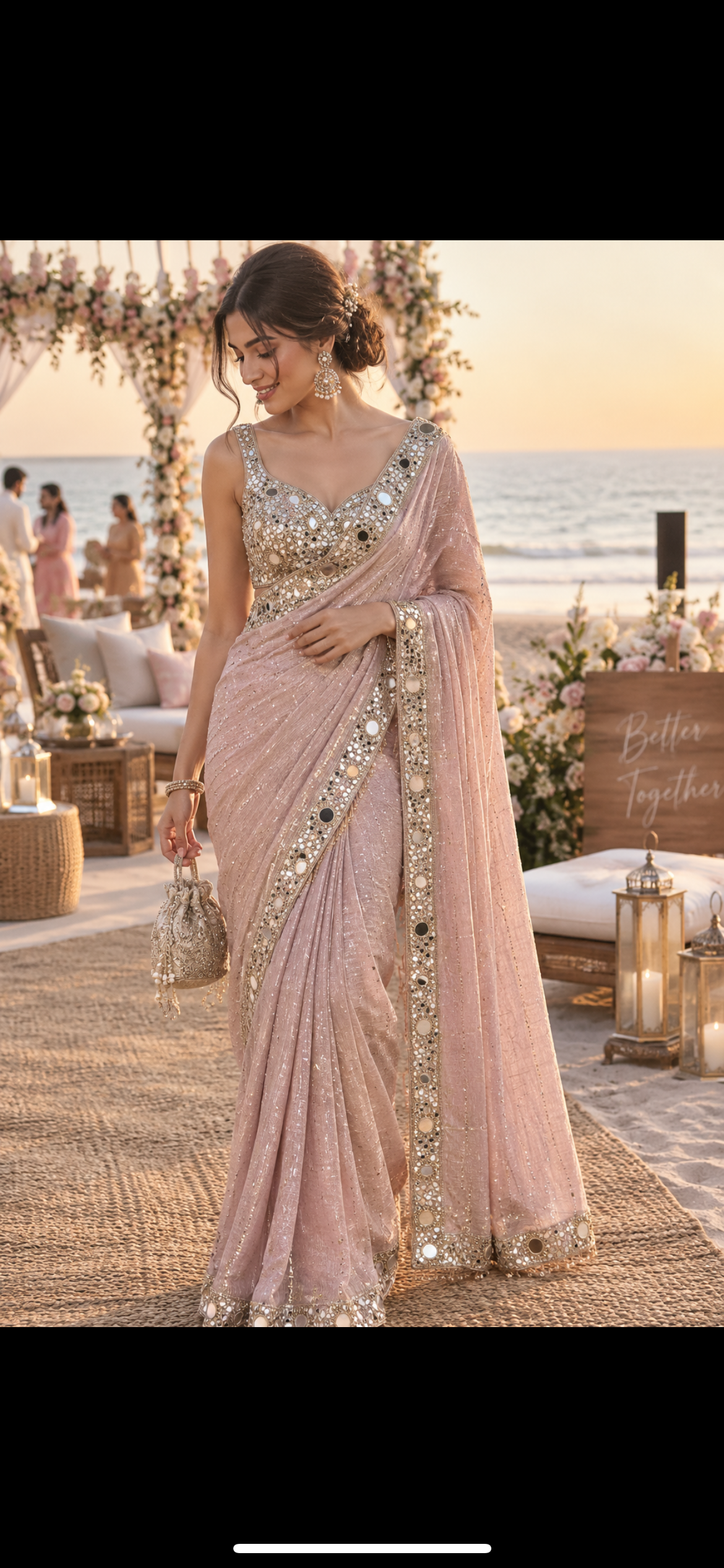 Kaanchi tissue mirror work saree